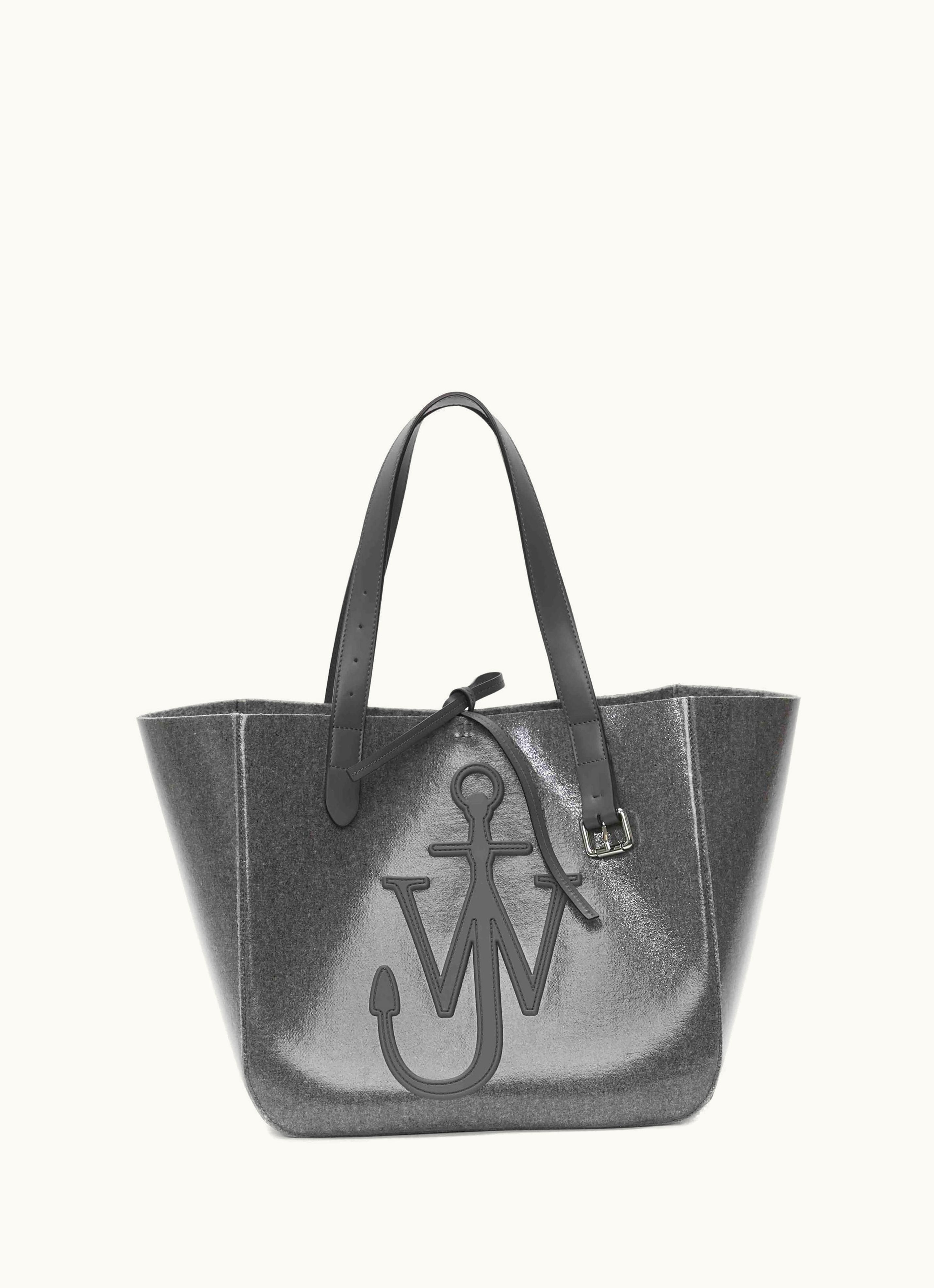 JW Anderson JW Anderson Anchor Logo Belt Tote Bag Grey Wool Blend