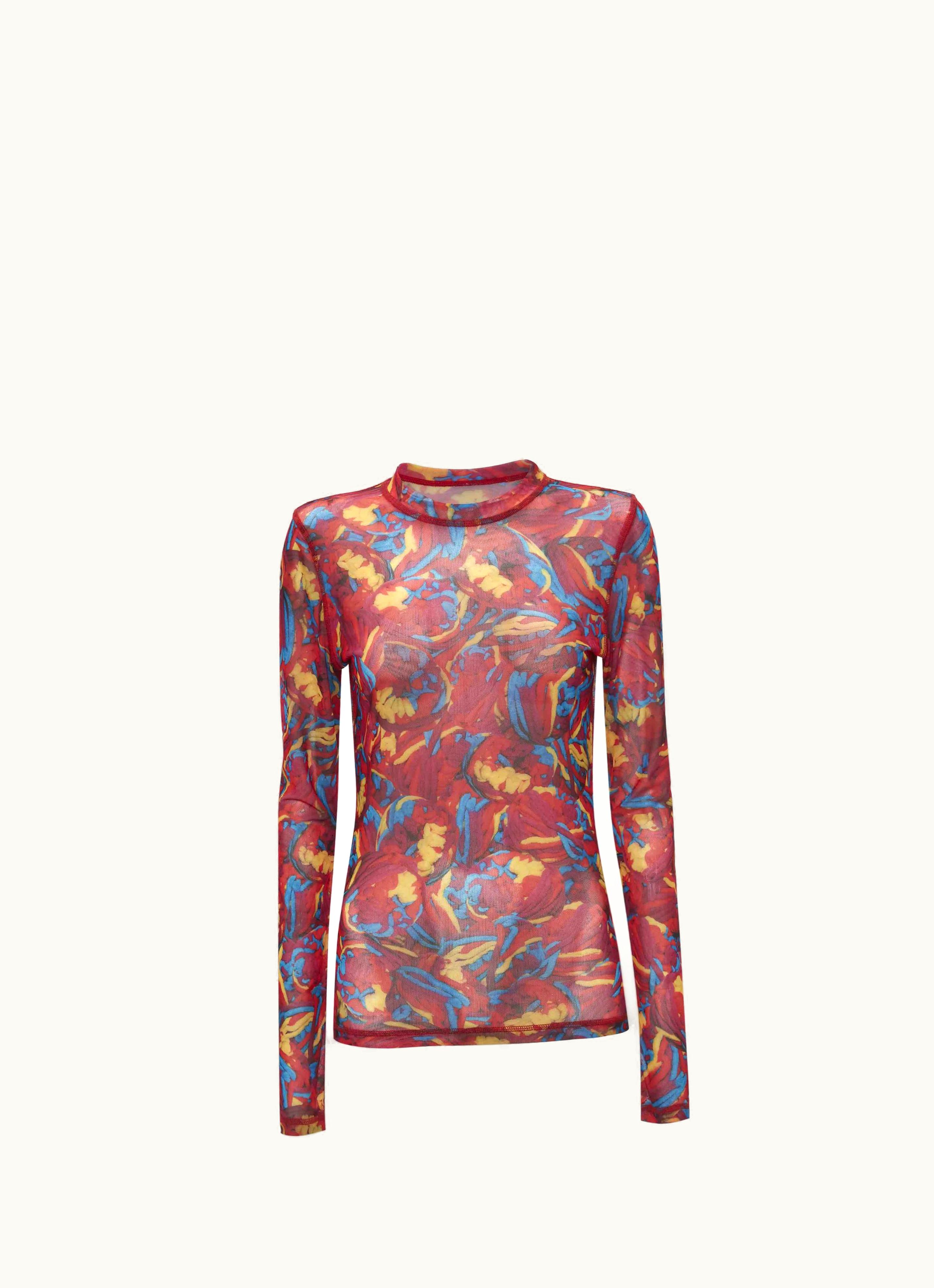 JW Anderson JW Anderson Digital Yarn Ball Print Mesh Top In Multi-Color