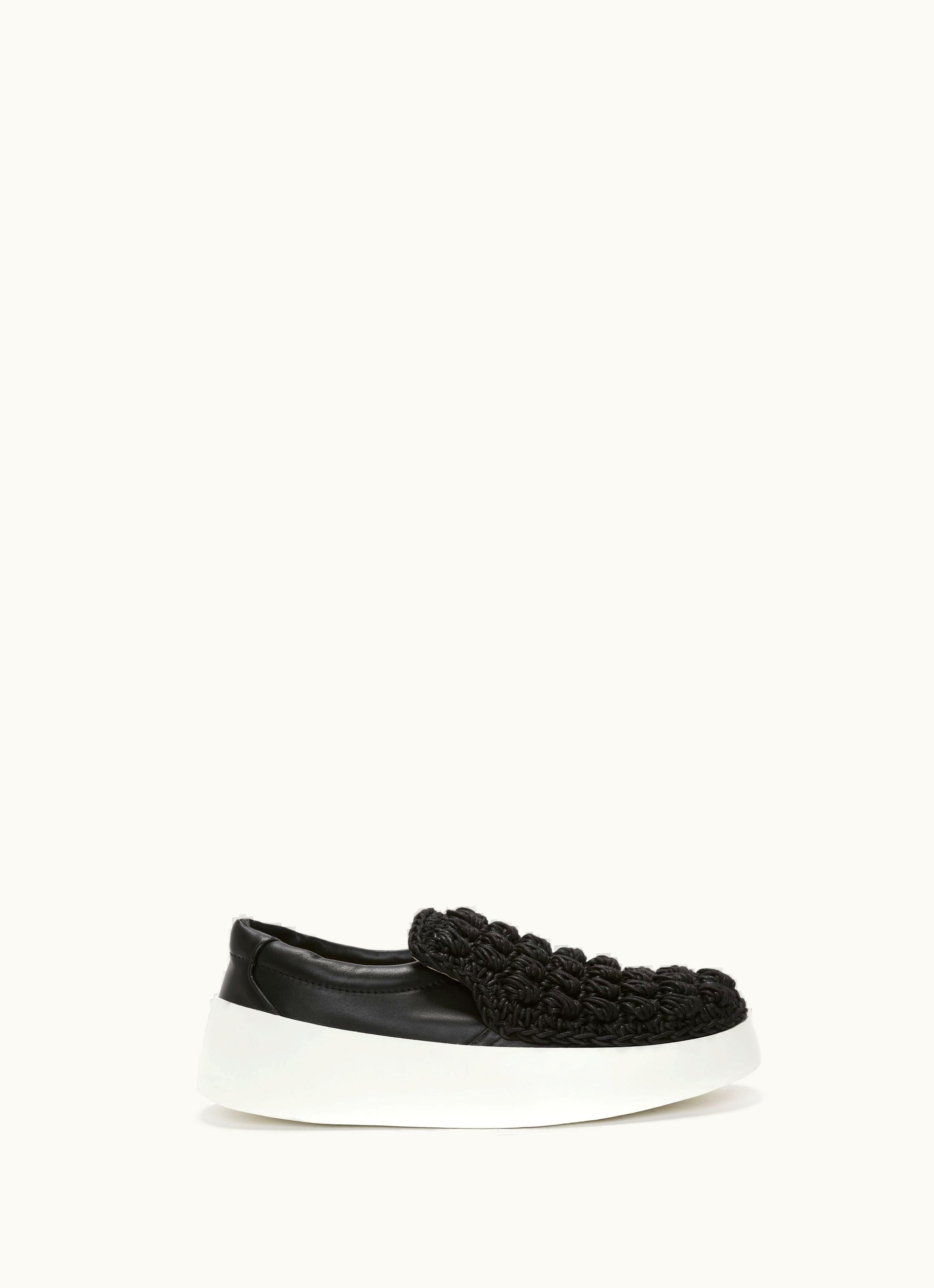 JW Anderson JW Anderson Slip-Ons Knitted Cotton & Leather Sneakers Black