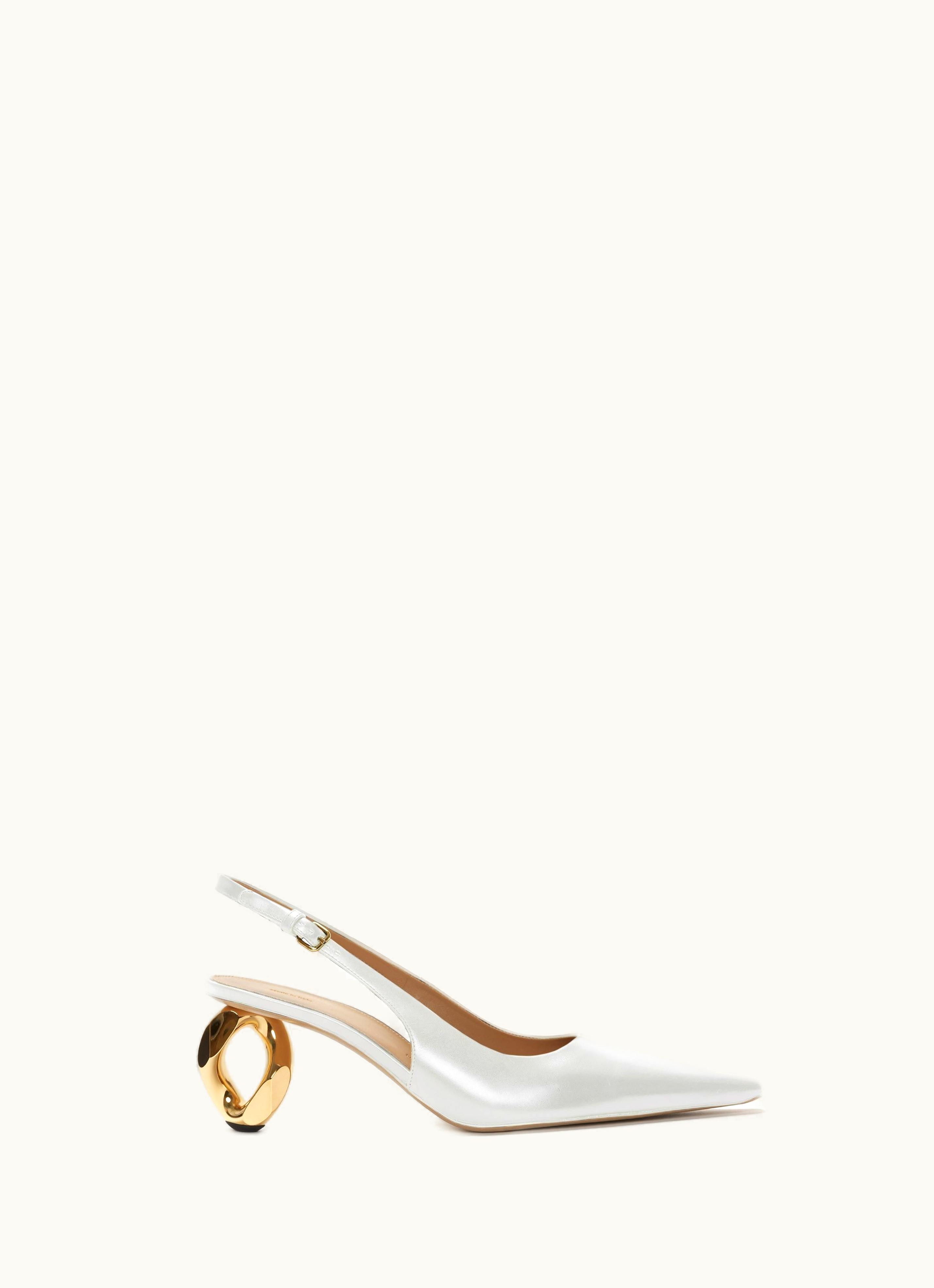 JW Anderson JW Anderson Chain Heel Leather Slingback Sandals In White