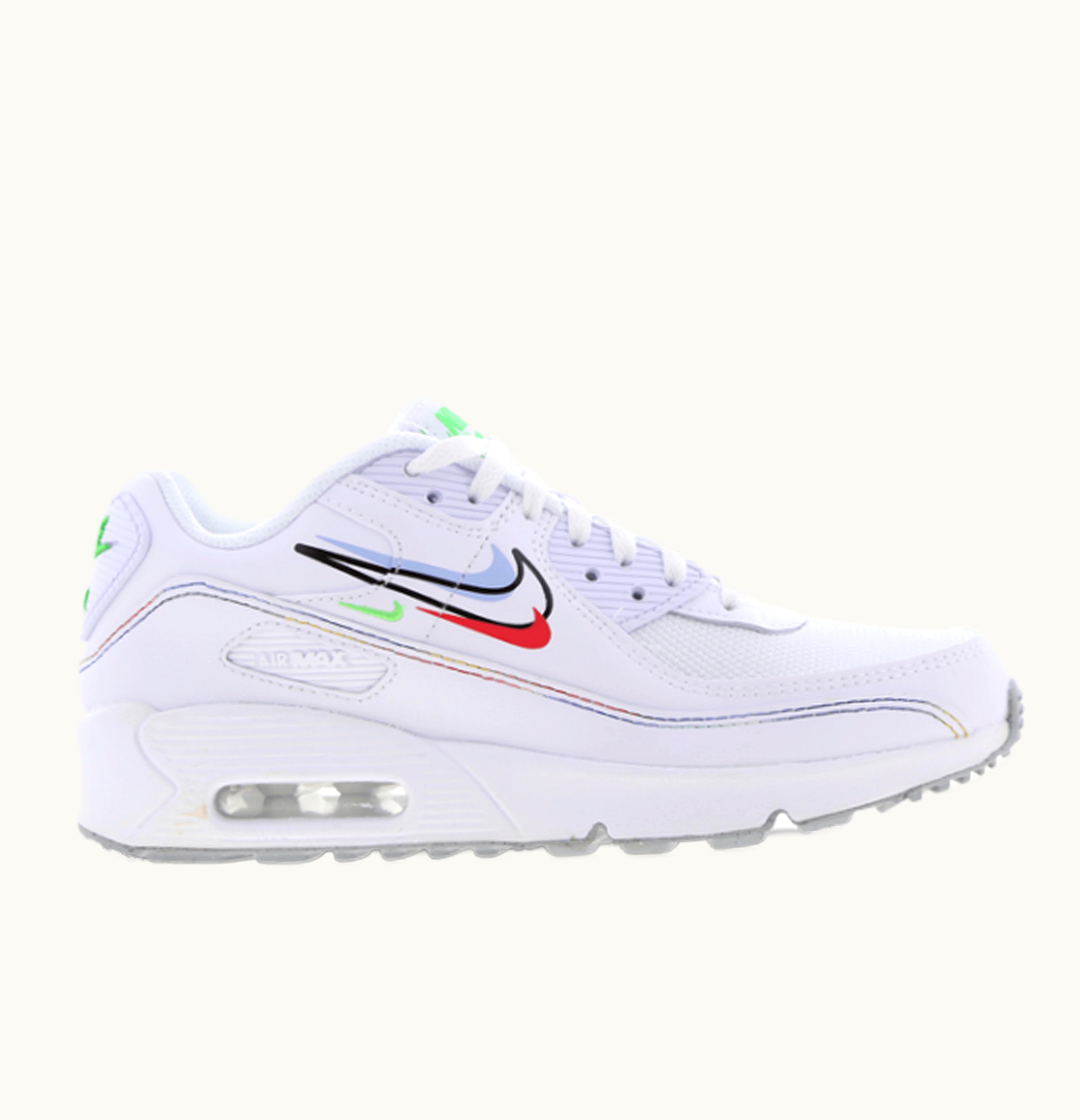 Nike Nike Air Max 90 Multi Swoosh White GS