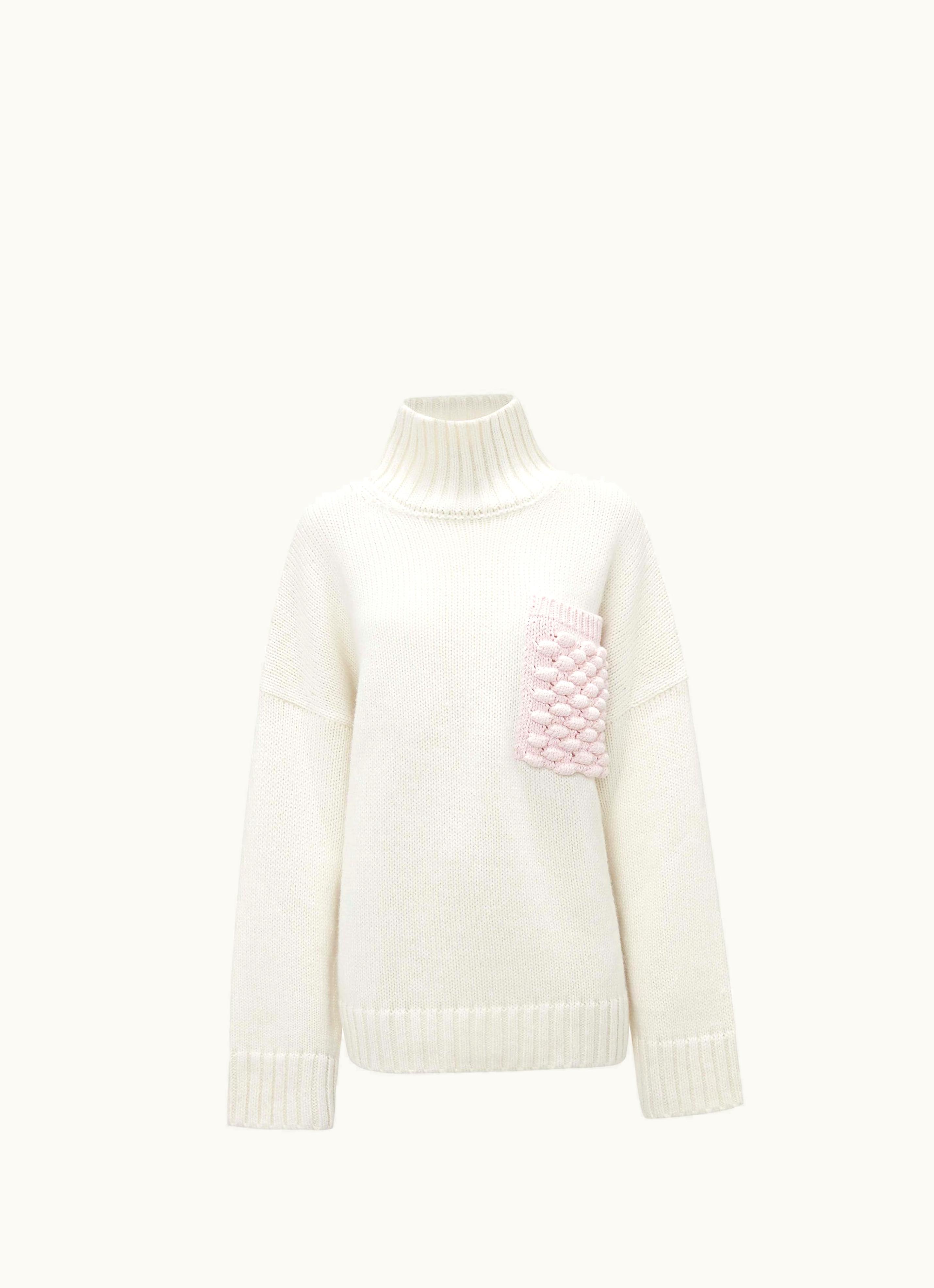 JW Anderson JW Anderson Anchor Patch Funnel Neck Jumper In White