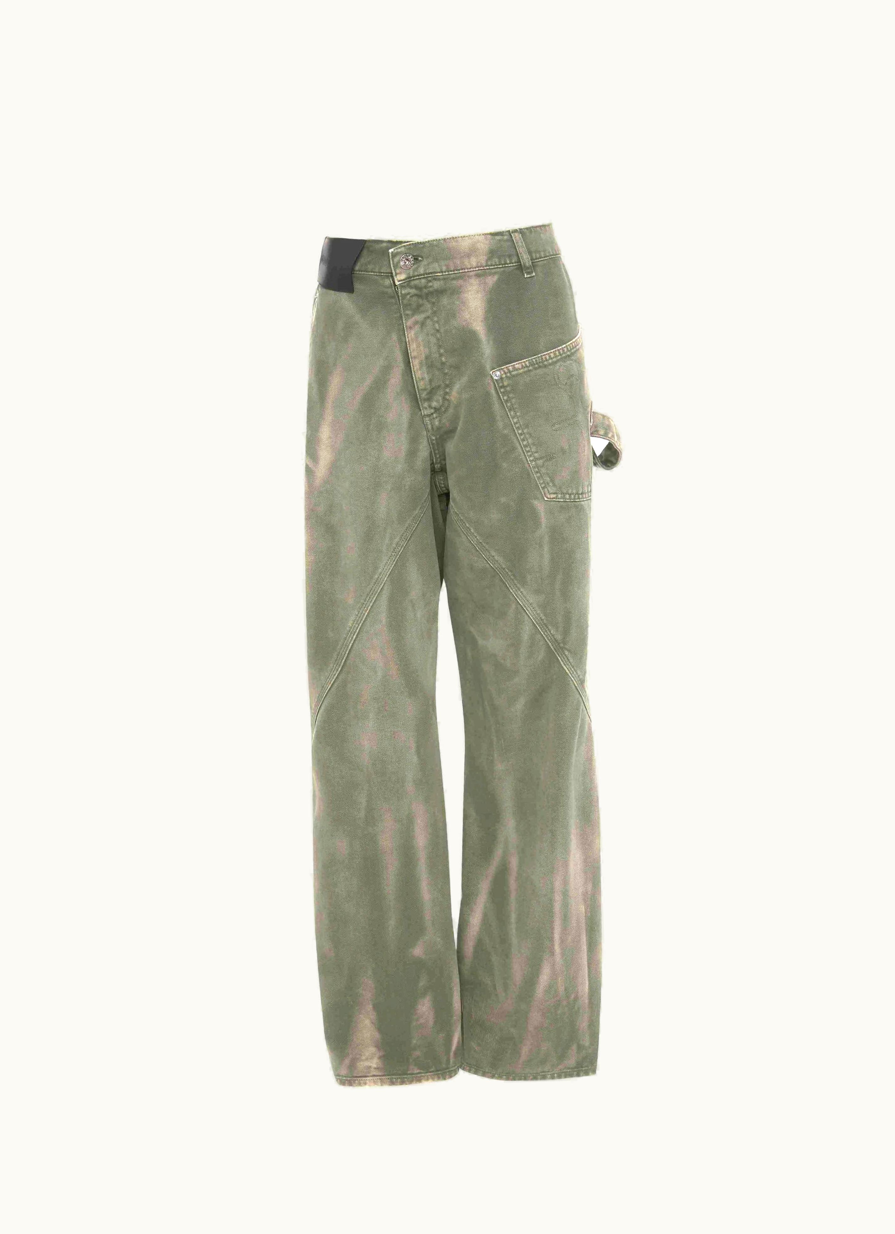 JW Anderson JW Anderson Twisted Workwear Denim Jeans In Green