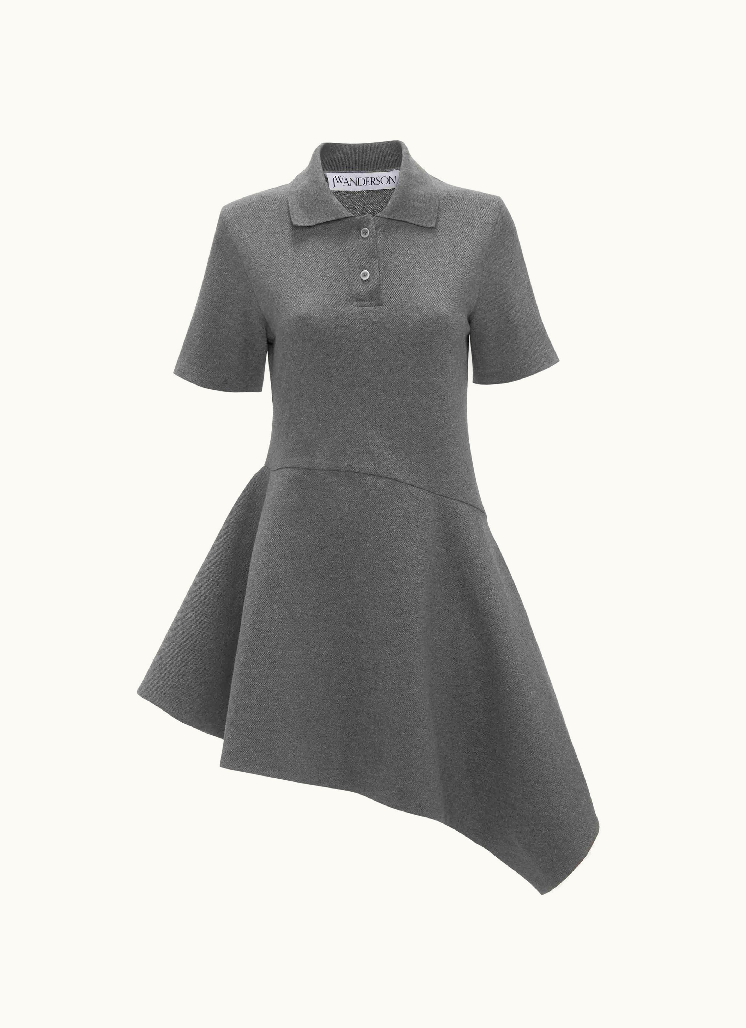 JW Anderson JW Anderson Short Sleeve Asymmetric Polo Dress In Grey