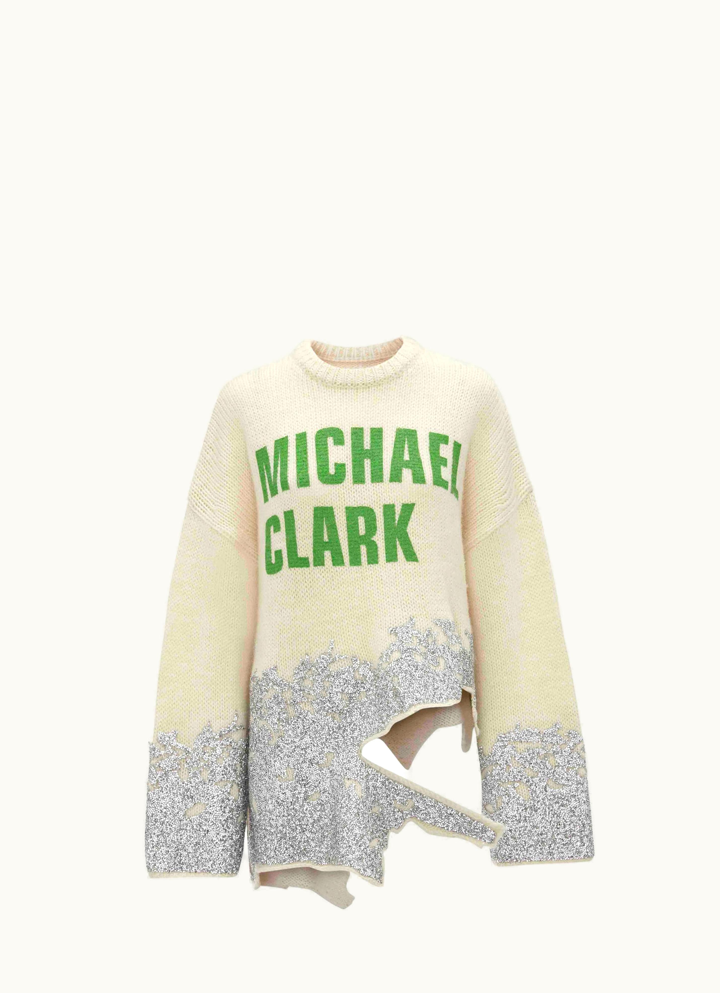 JW Anderson JW Anderson X Michael Clark Distressed Glitter Jumper In White
