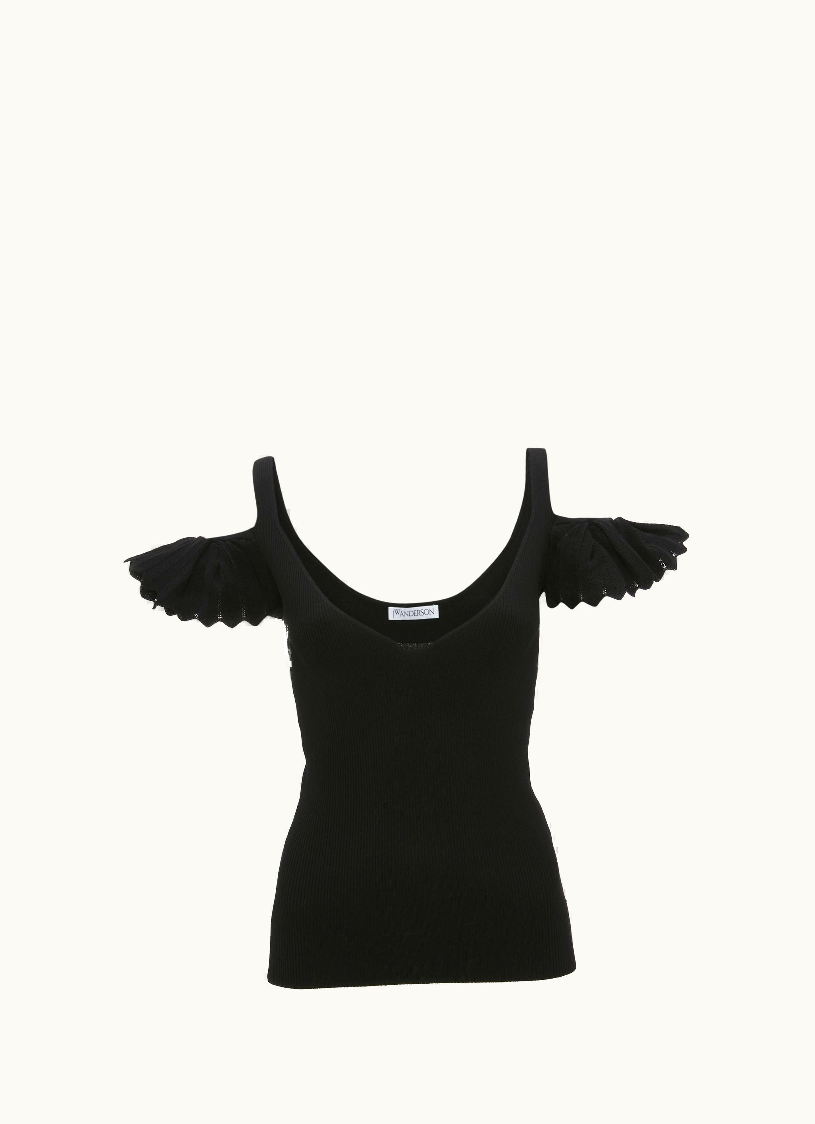 JW Anderson JW Anderson Cold Shoulder Ruffle Top In Black
