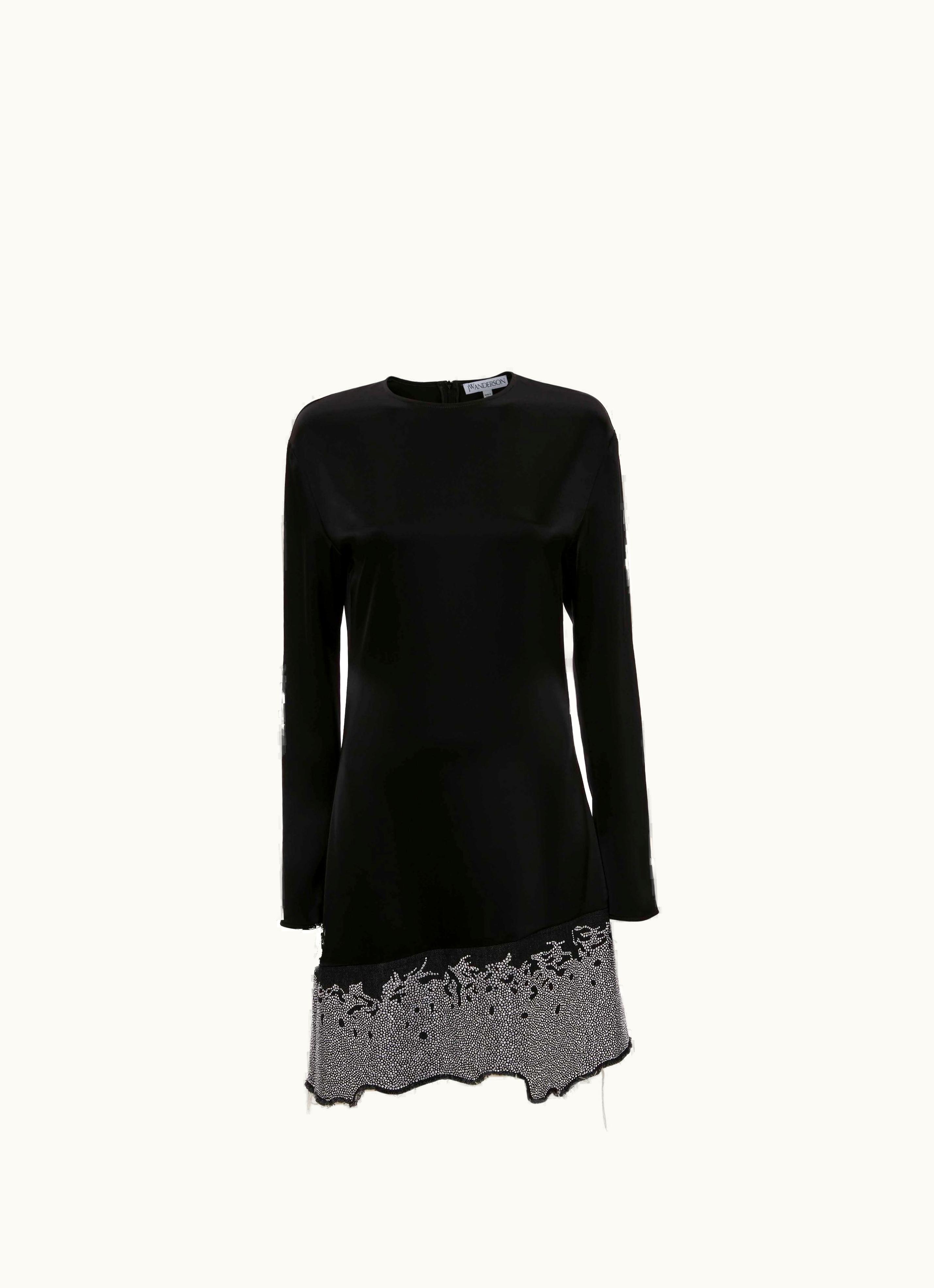 JW Anderson JW Anderson Distressed Glitter Hem Dress In Black