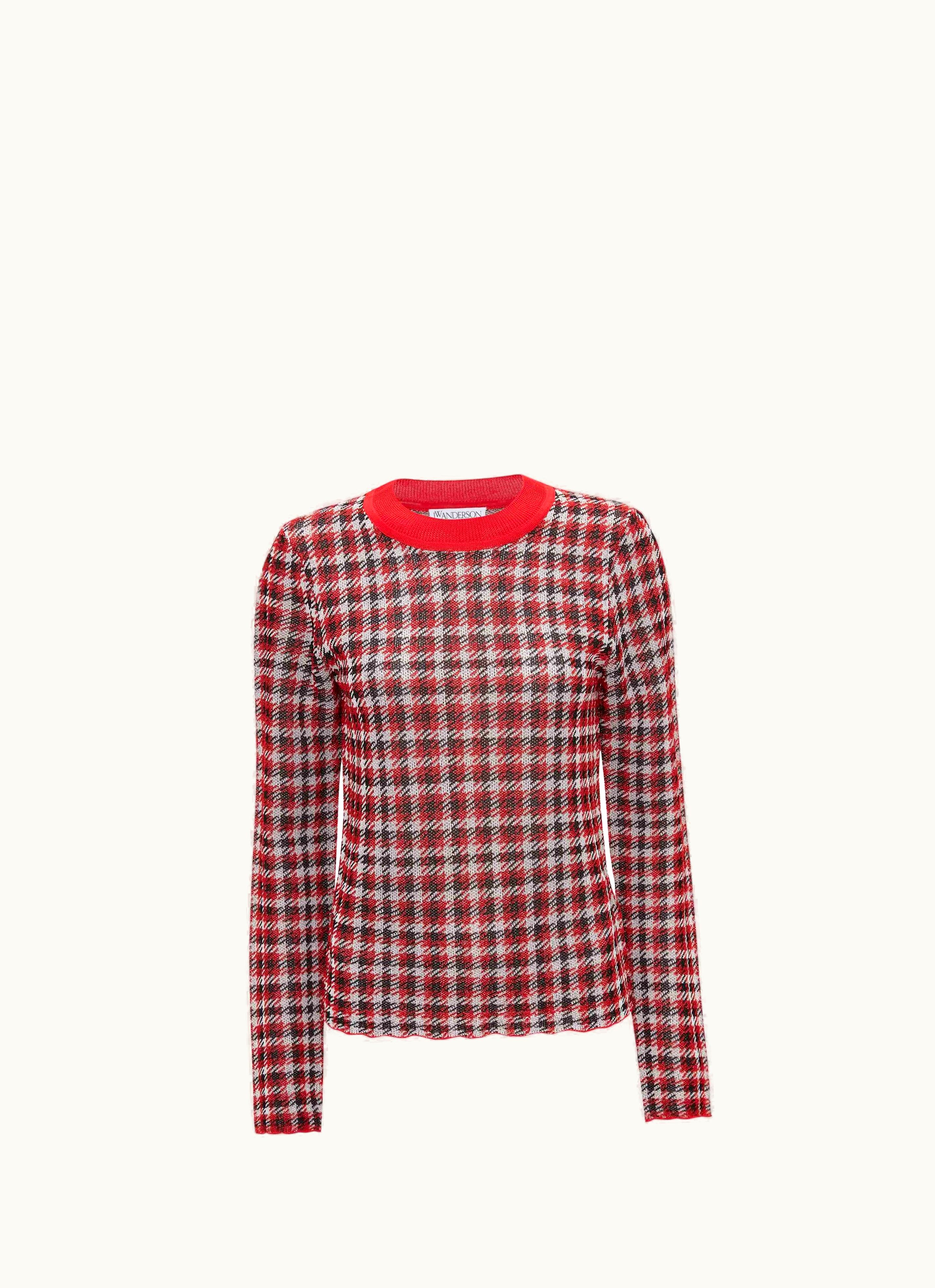 JW Anderson JW Anderson Sheer Jacquard Long Sleeve Top In Red