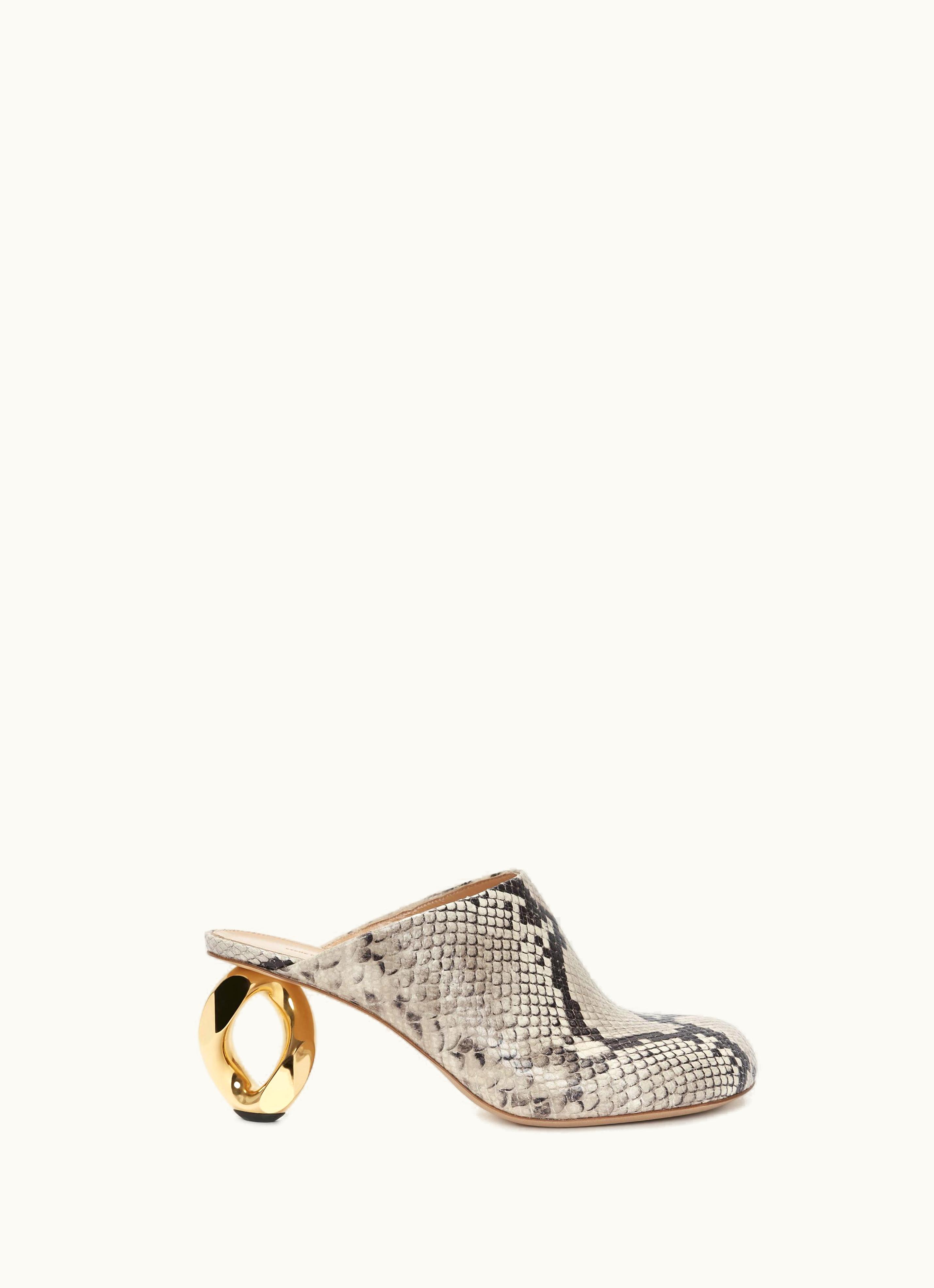 JW Anderson JW Anderson Chain Heel Leather Mules In Grey