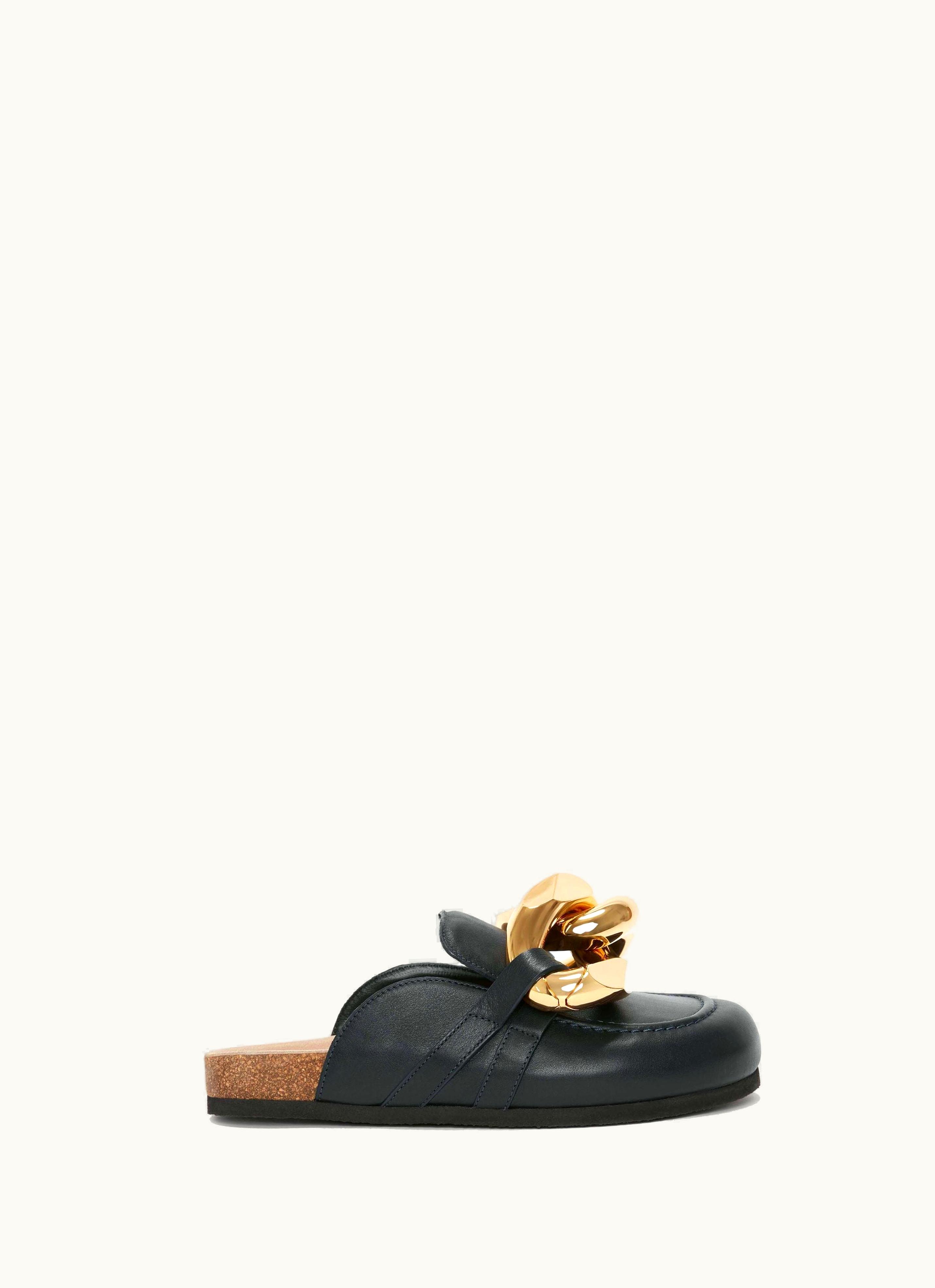 JW Anderson JW Anderson Chain Loafer Leather Mules Navy