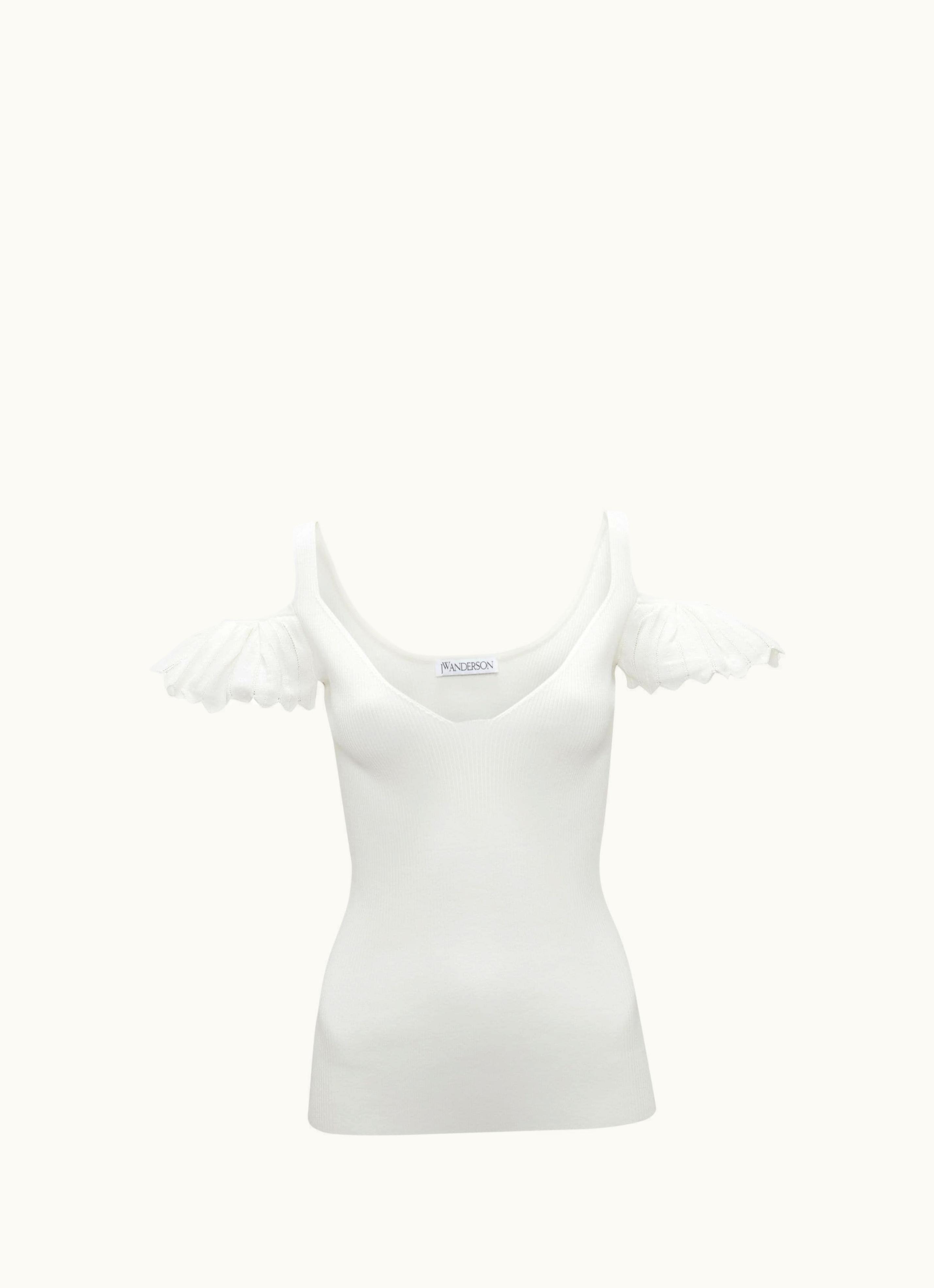 JW Anderson JW Anderson Cold Shoulder Ruffle Top In White