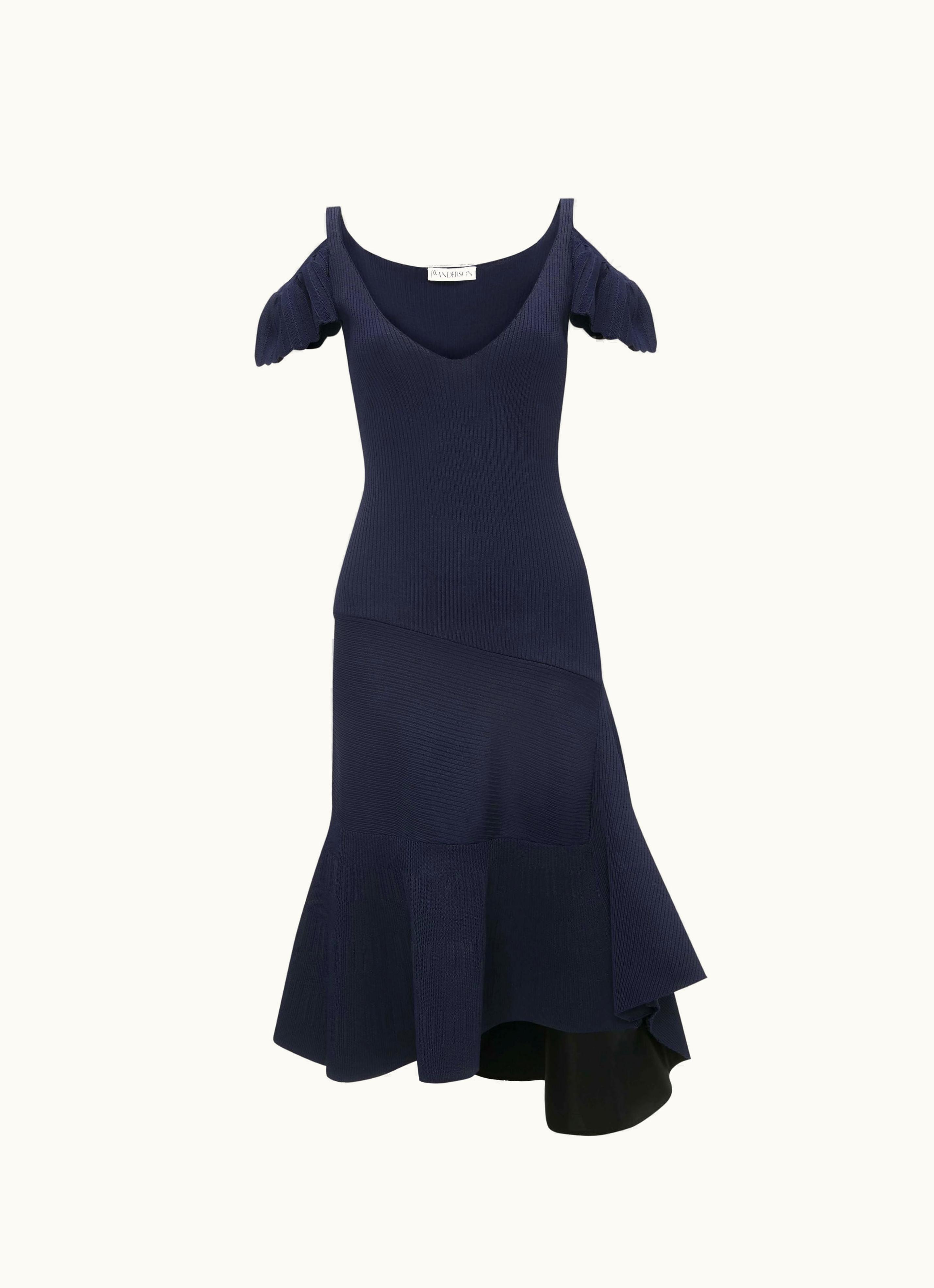 JW Anderson JW Anderson Cold Shoulder Ruffle Dress In Blue