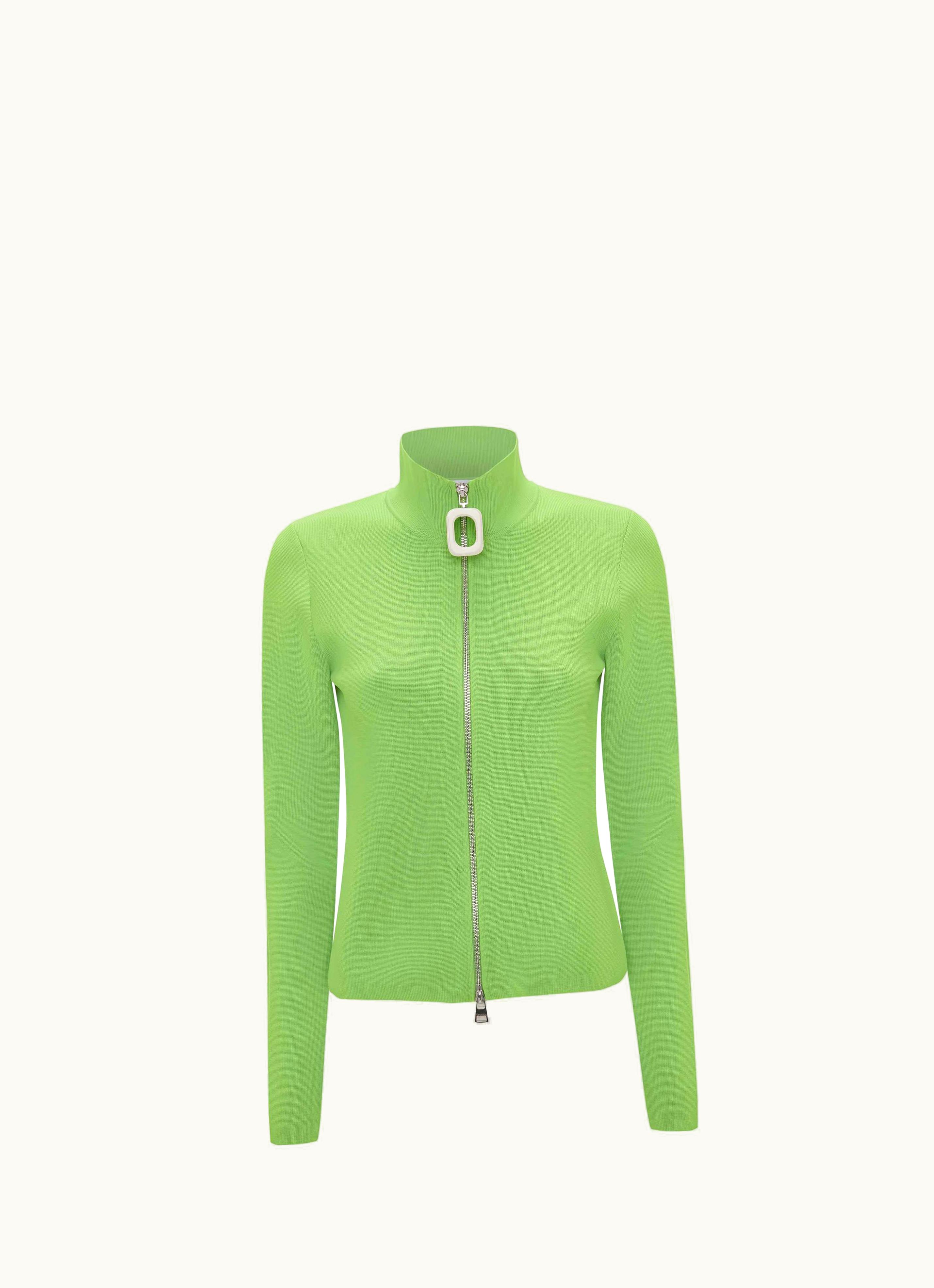 JW Anderson JW Anderson Fitted Zip Up Cardigan In Green