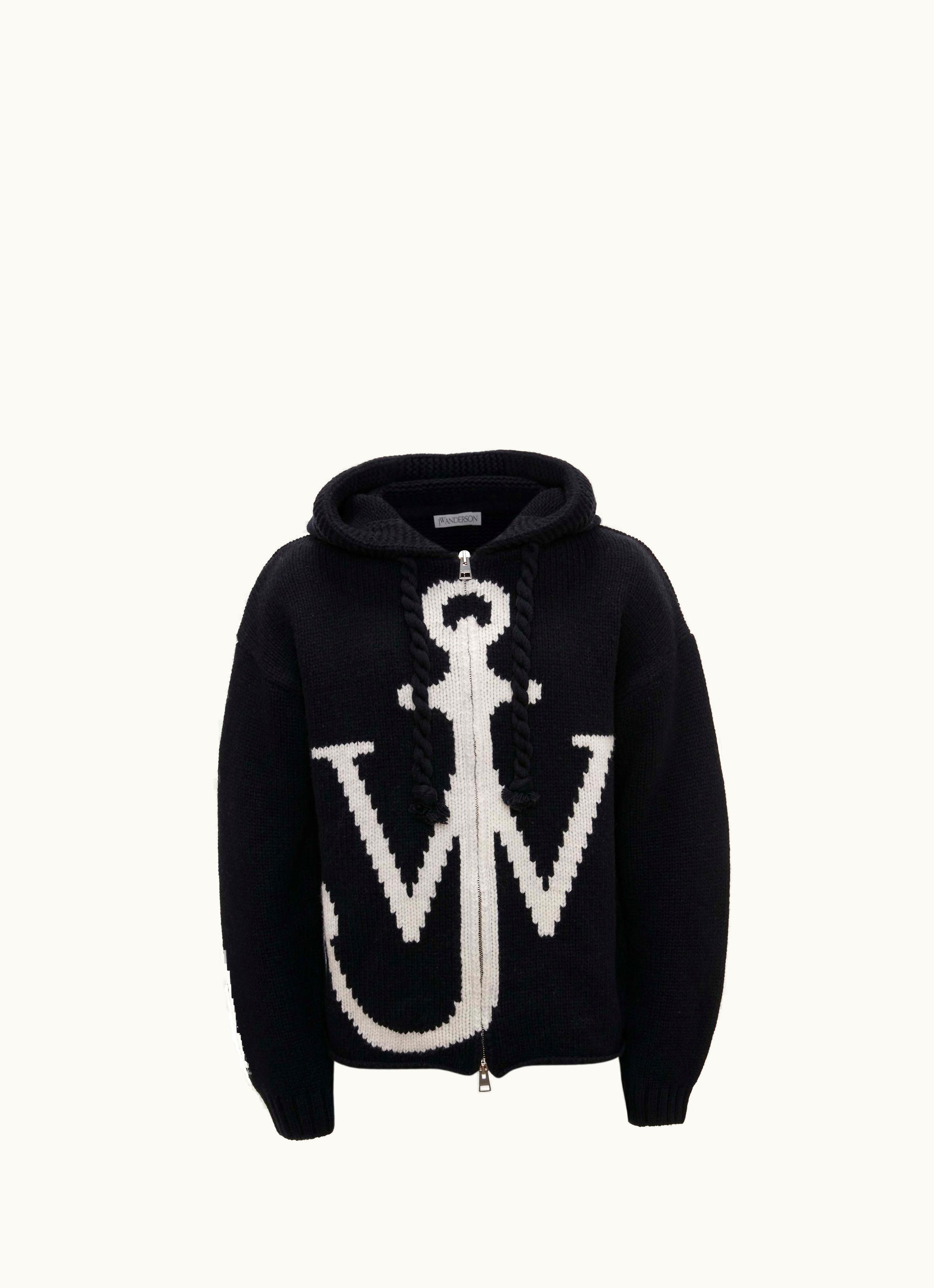 JW Anderson JW Anderson Zip Front Anchor Hoodie In Black