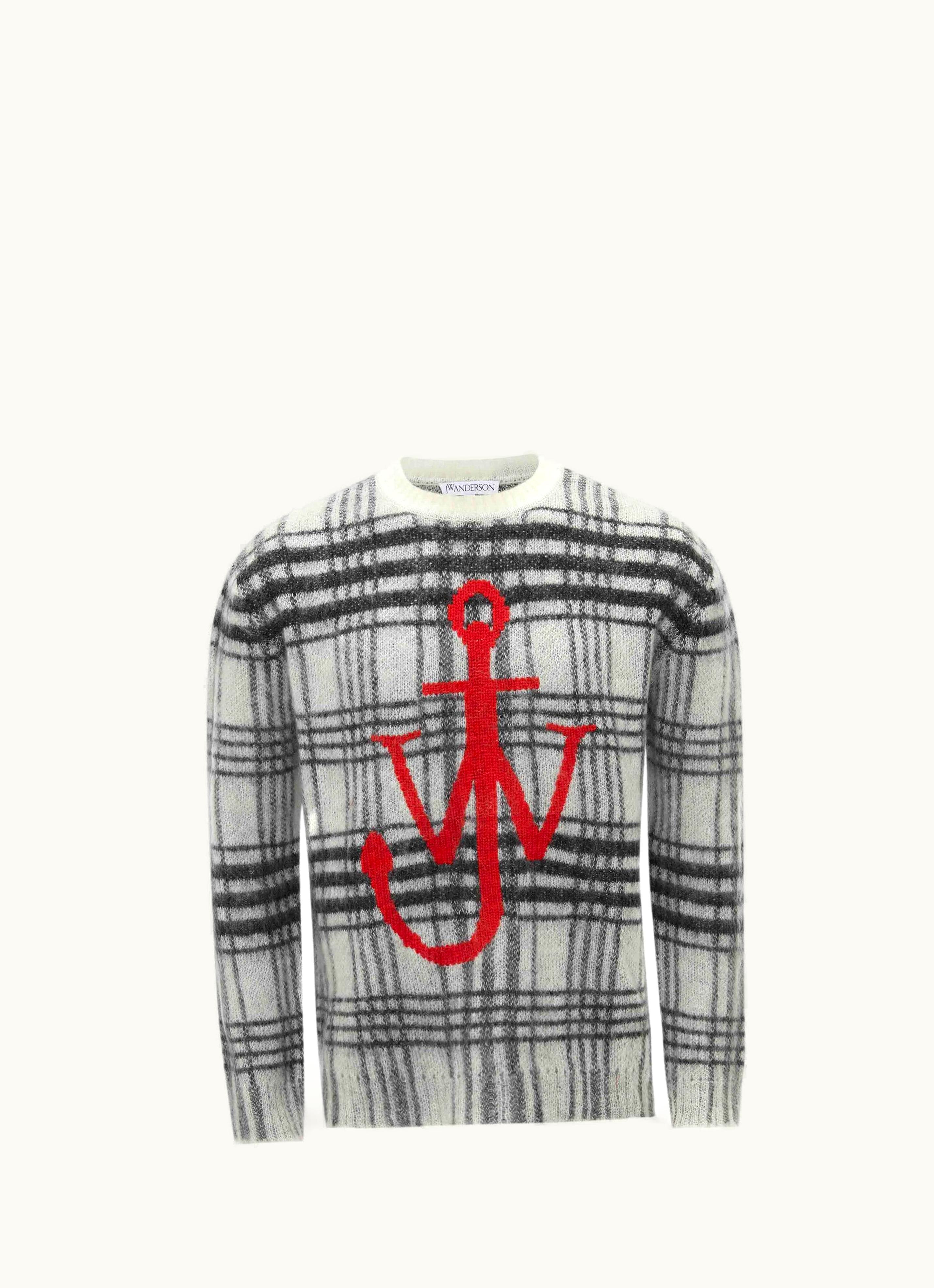 JW Anderson JW Anderson Tartan Check Crewneck Jumper In White
