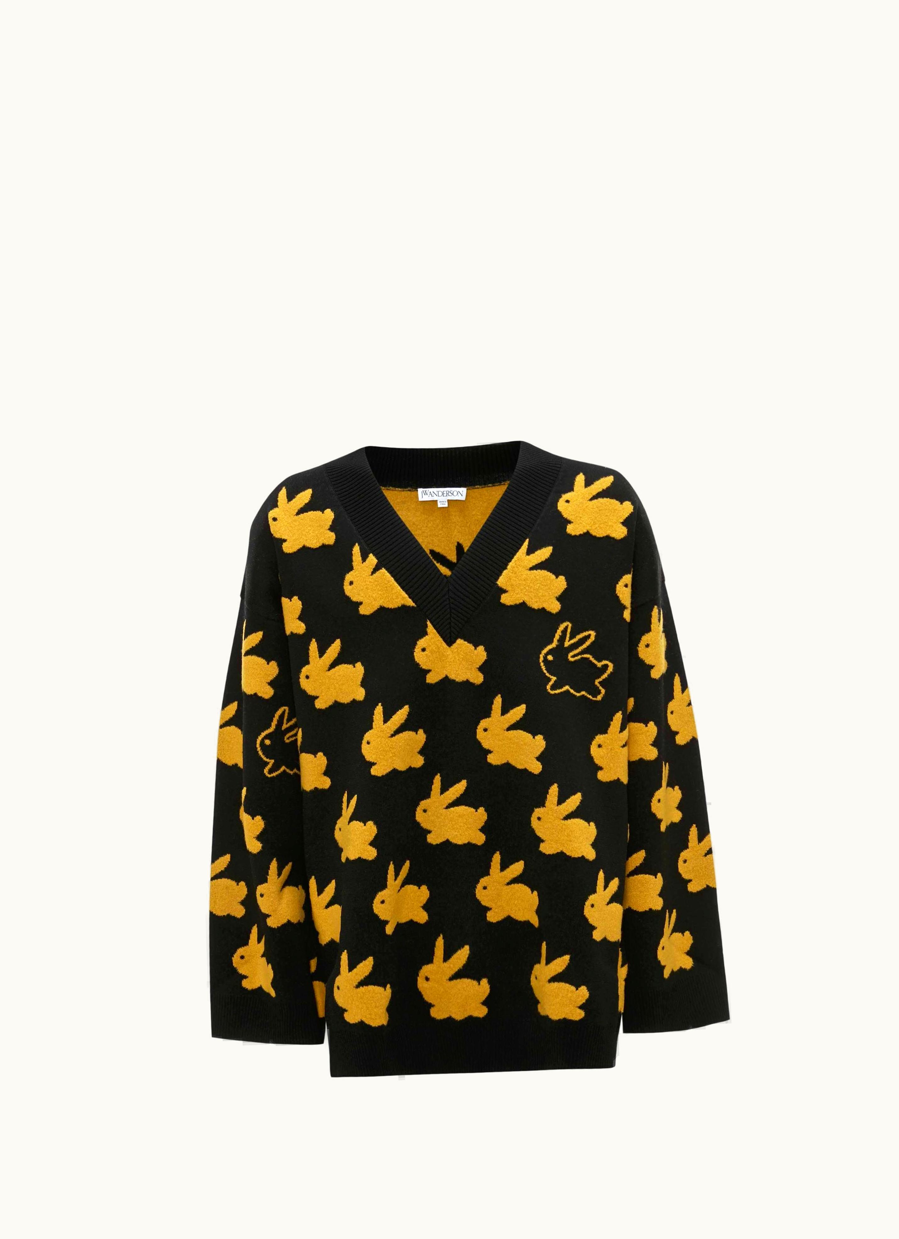 JW Anderson JW Anderson Bunny V Neck Jumper In Black