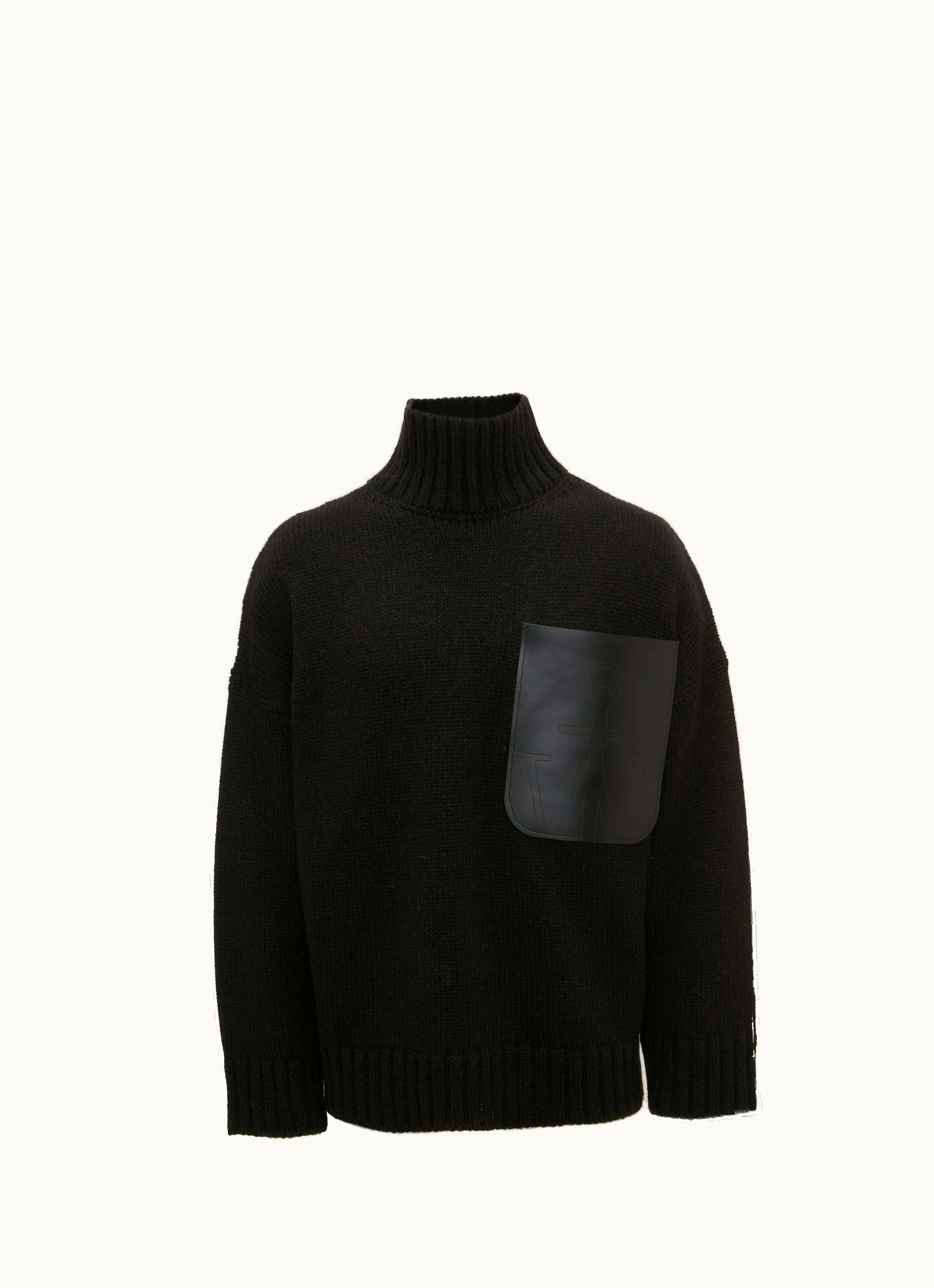 JW Anderson JW Anderson Leather Patch Pocket Jumper In Black