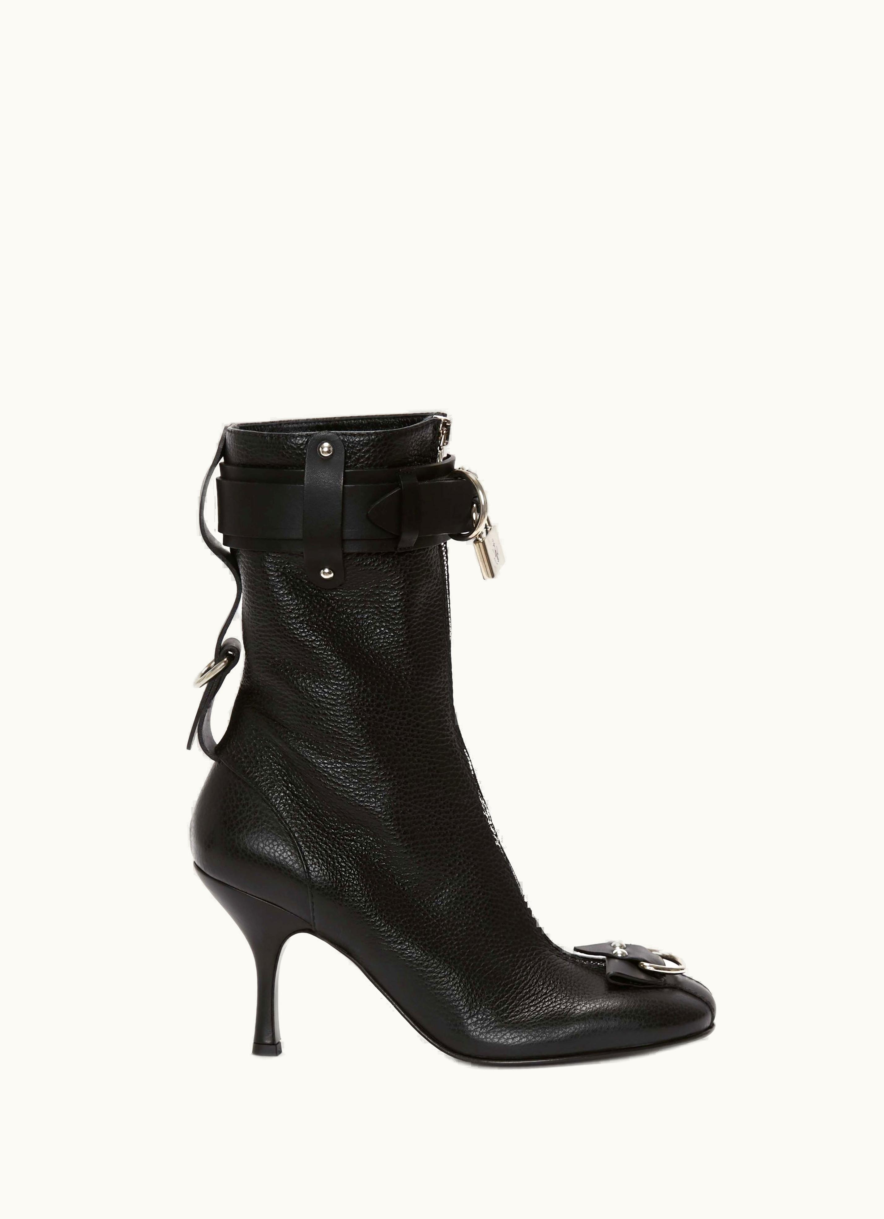 JW Anderson JW Anderson Padlock Ankle Heel Boots In Black
