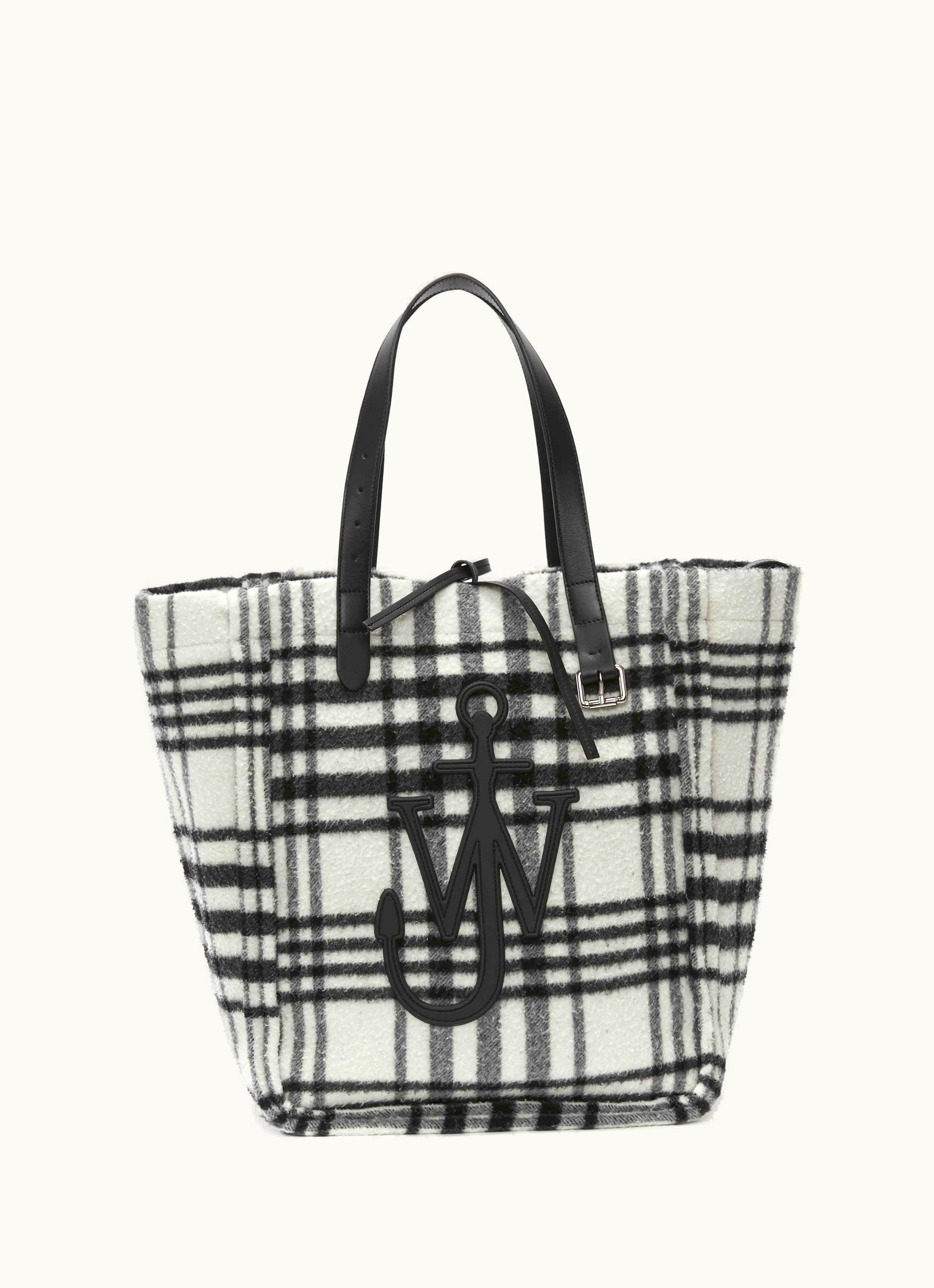 JW Anderson JW Anderson Check Oversized Belt Tote Bag In Black