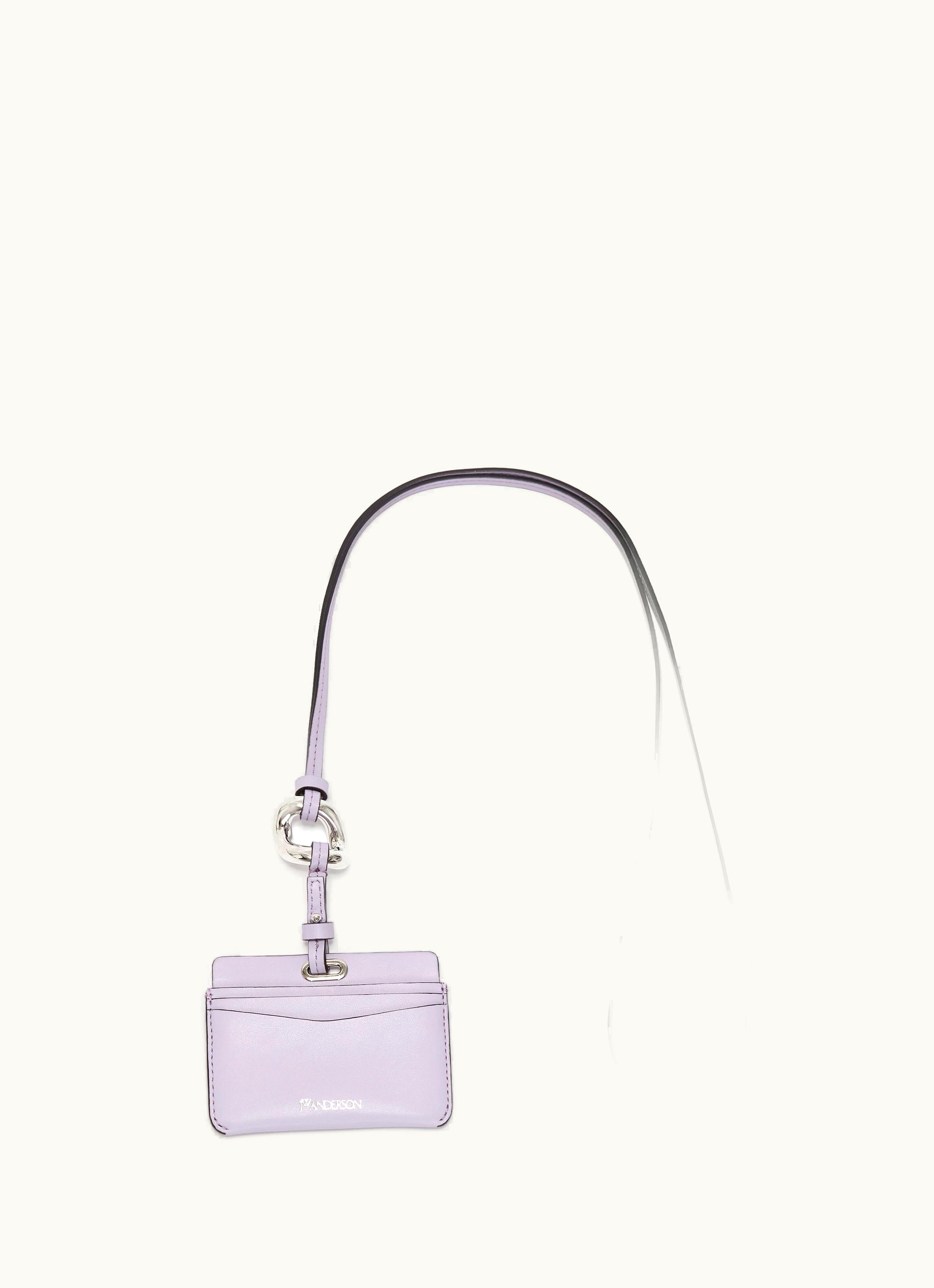 JW Anderson JW Anderson Leather Cardholder With Chain Link Strap In Purple