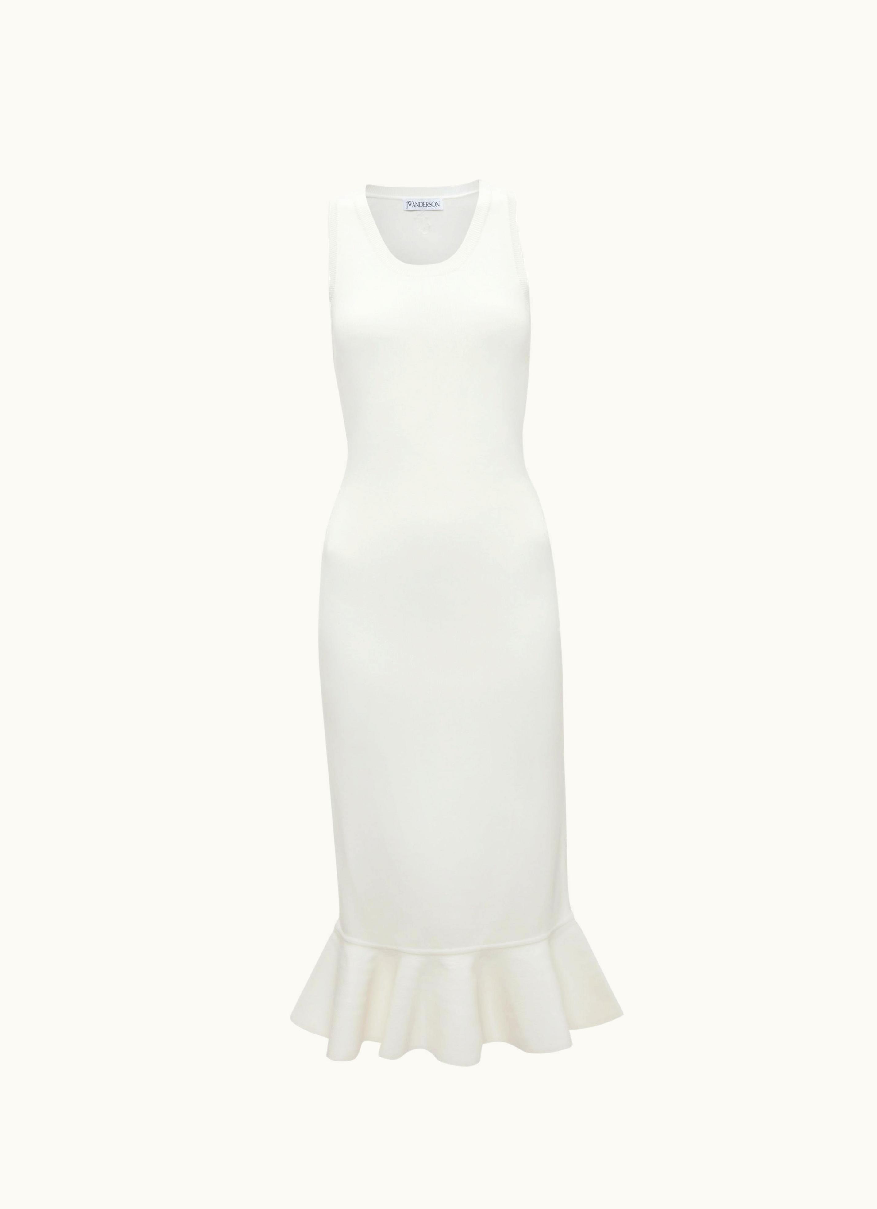JW Anderson JW Anderson Ruffled Hem Sleeveless Dress In White