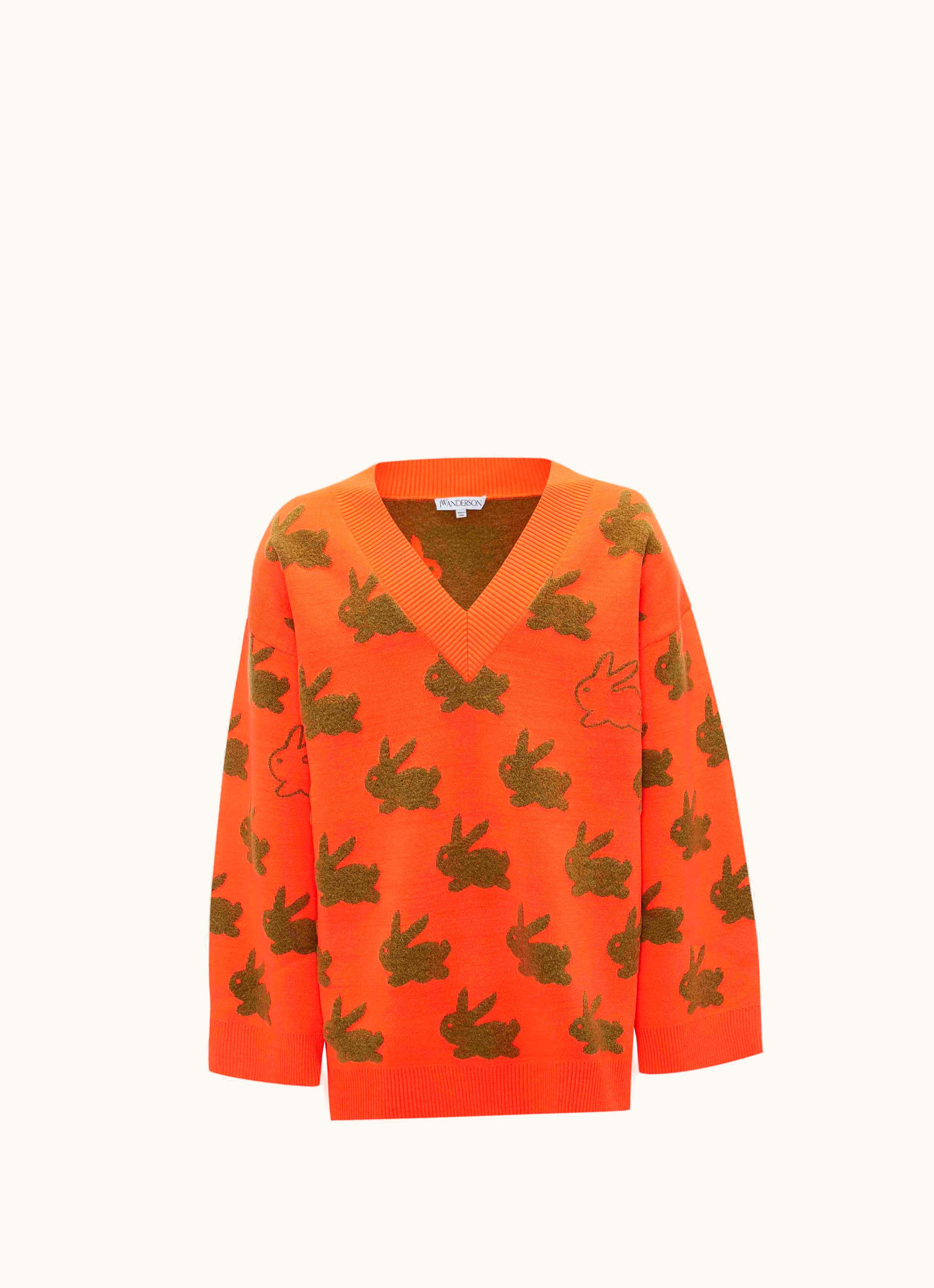 JW Anderson JW Anderson Bunny V Neck Jumper In Orange
