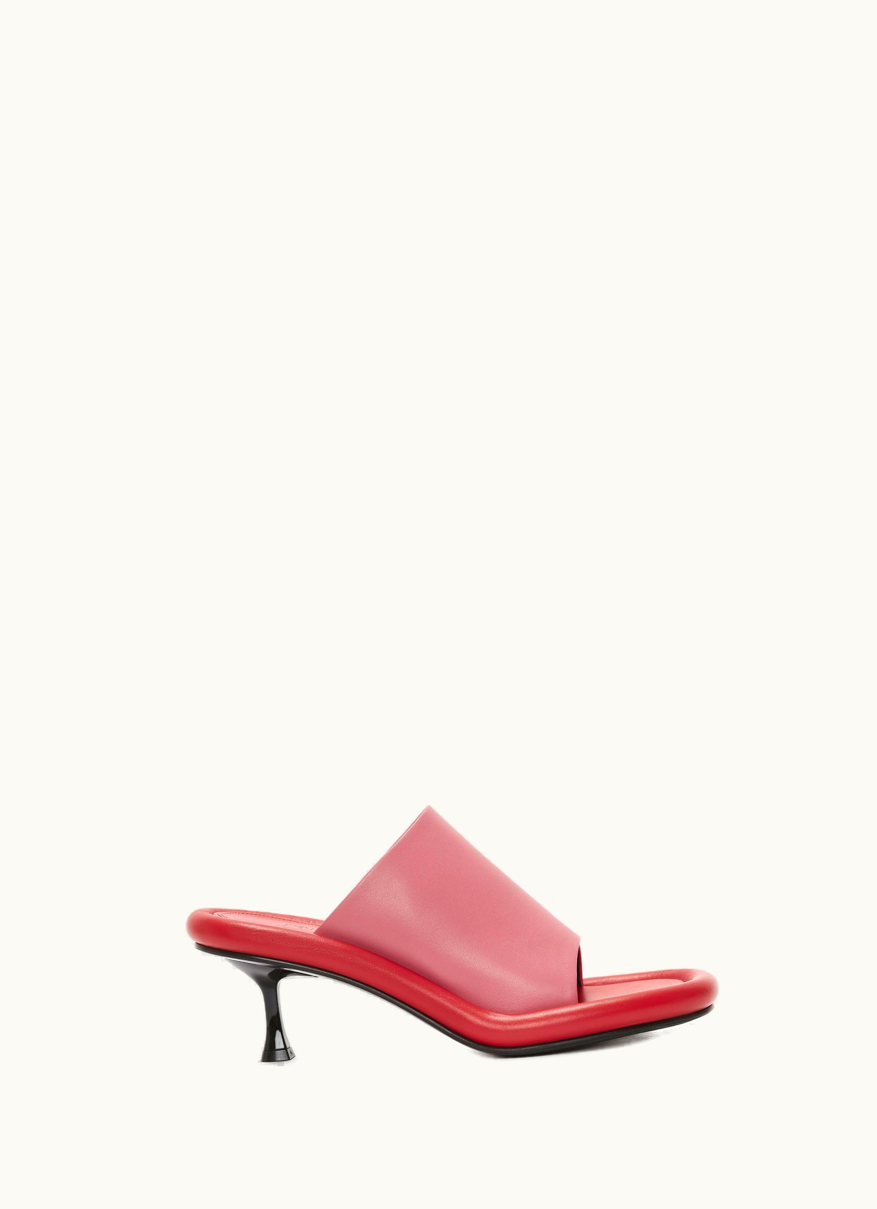JW Anderson JW Anderson BUMPER-TUBE Leather Kitten Heel Mules In Red