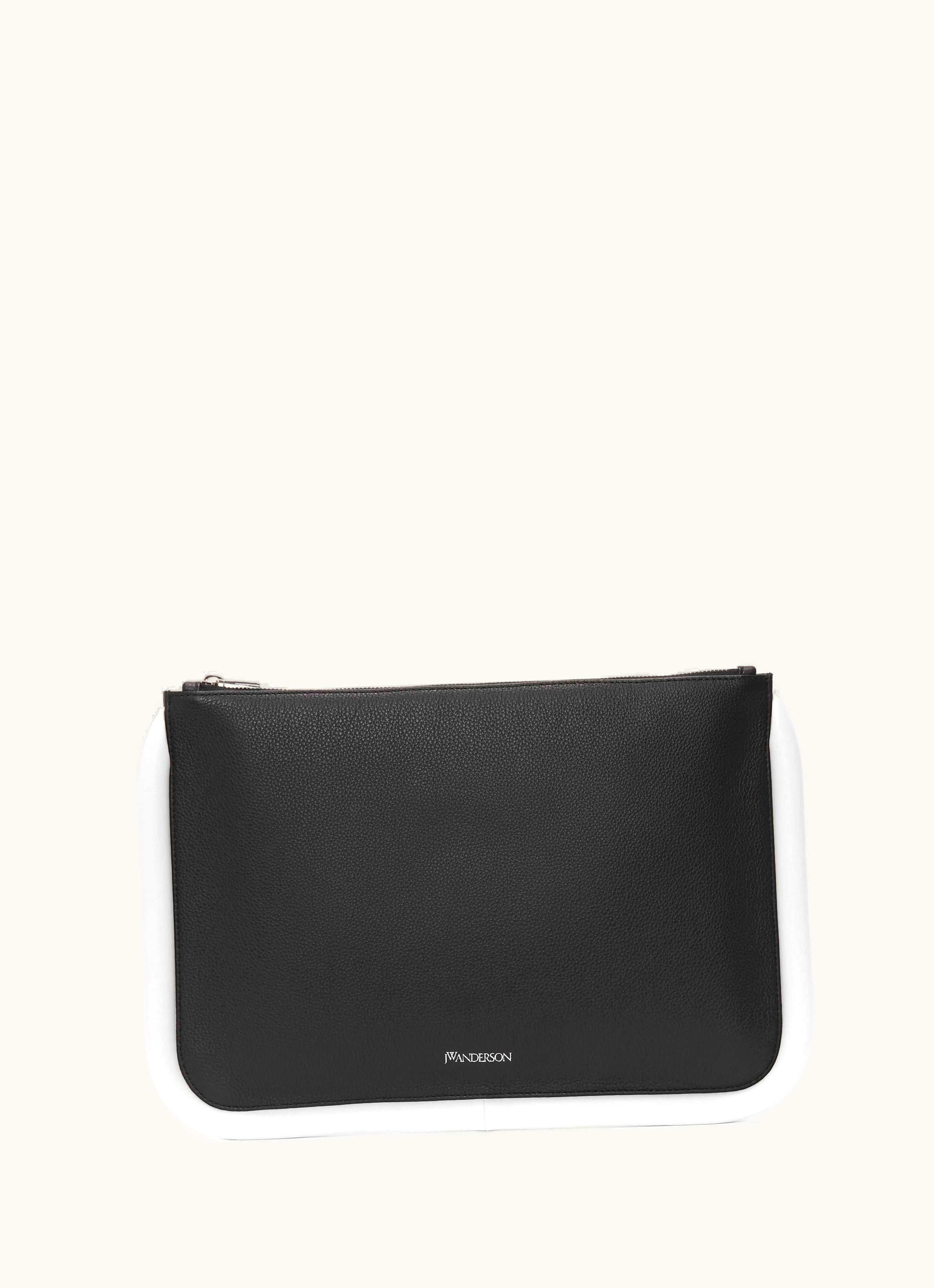 JW Anderson JW Anderson BUMPER-POUCH Large Leather Oversized Padded Tubular Zip Clutch Black/White