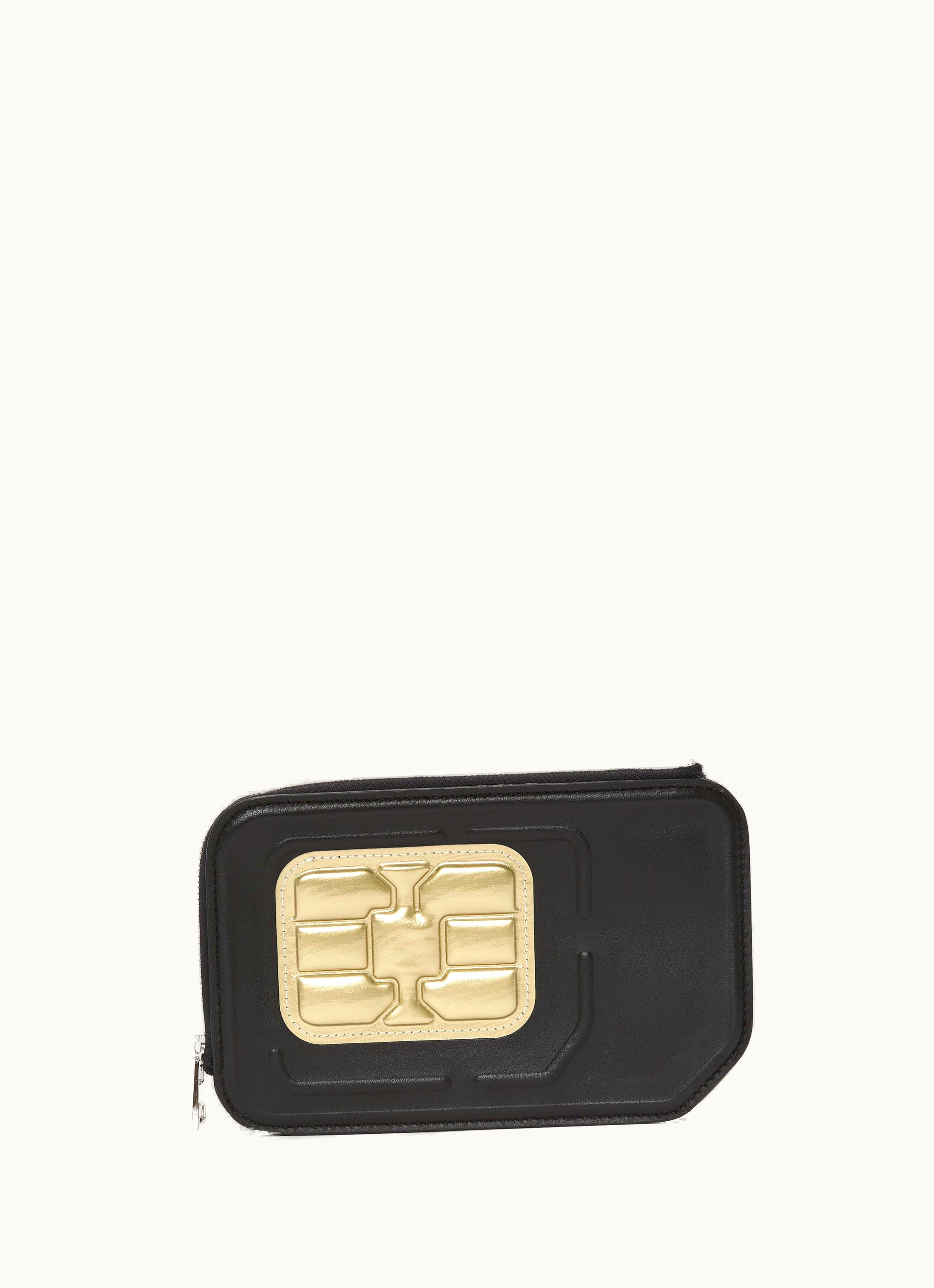 JW Anderson JW Anderson A4 Leather Sim Card Pouch In Black