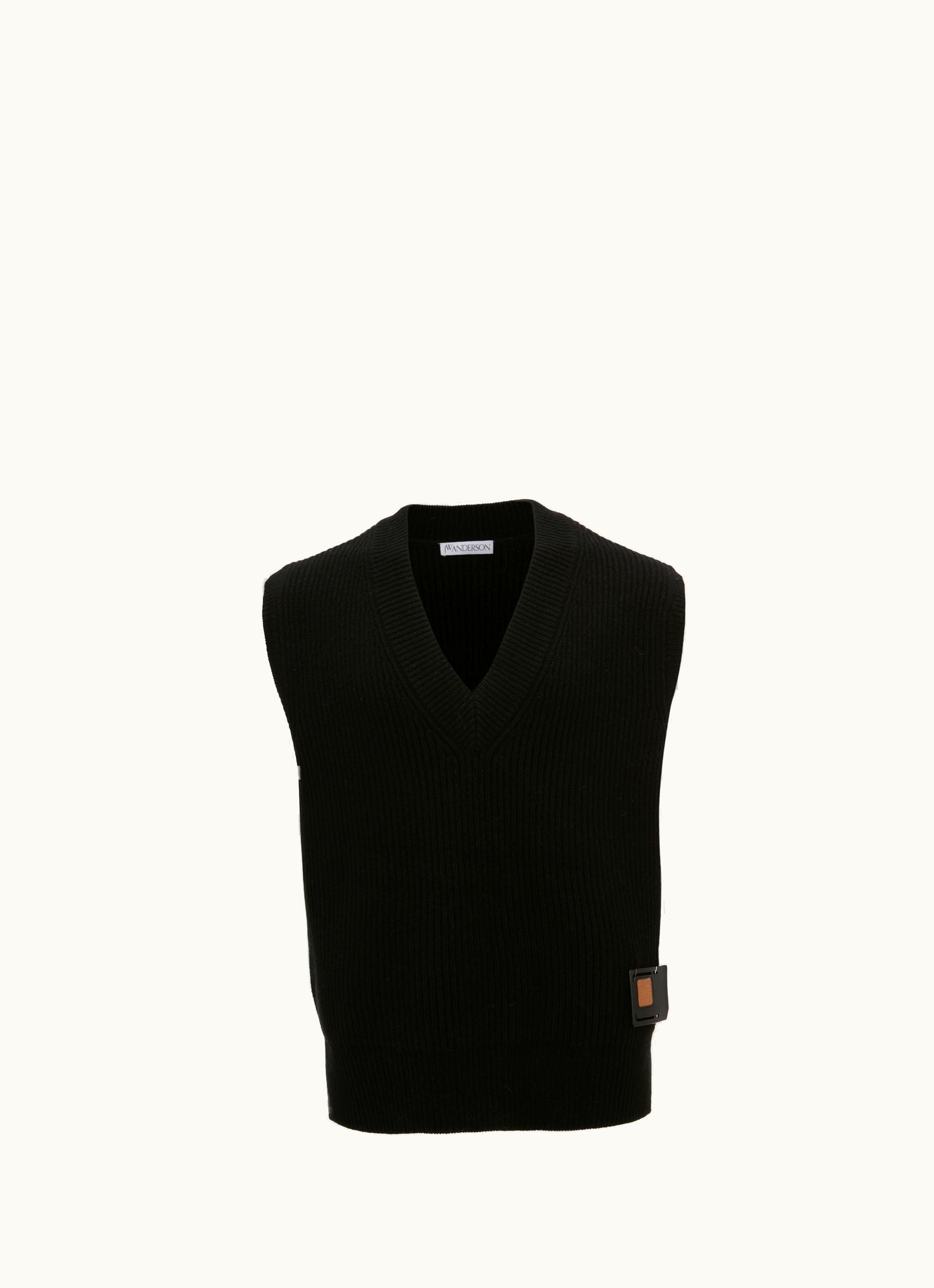 JW Anderson JW Anderson Sim Card Patch V Neck Vest In Black