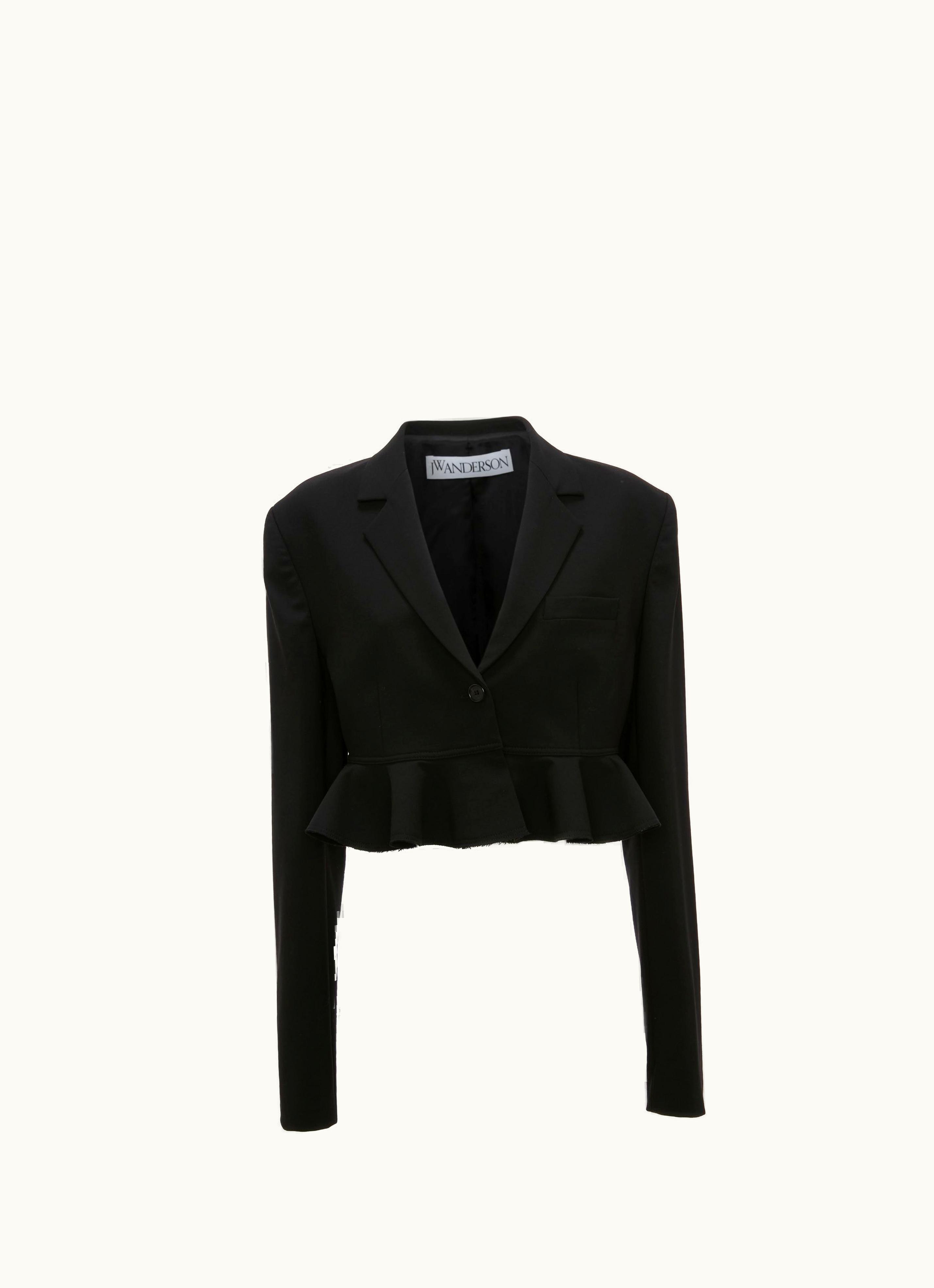 JW Anderson JW Anderson Cropped Ruffled Hem Jacket In Black
