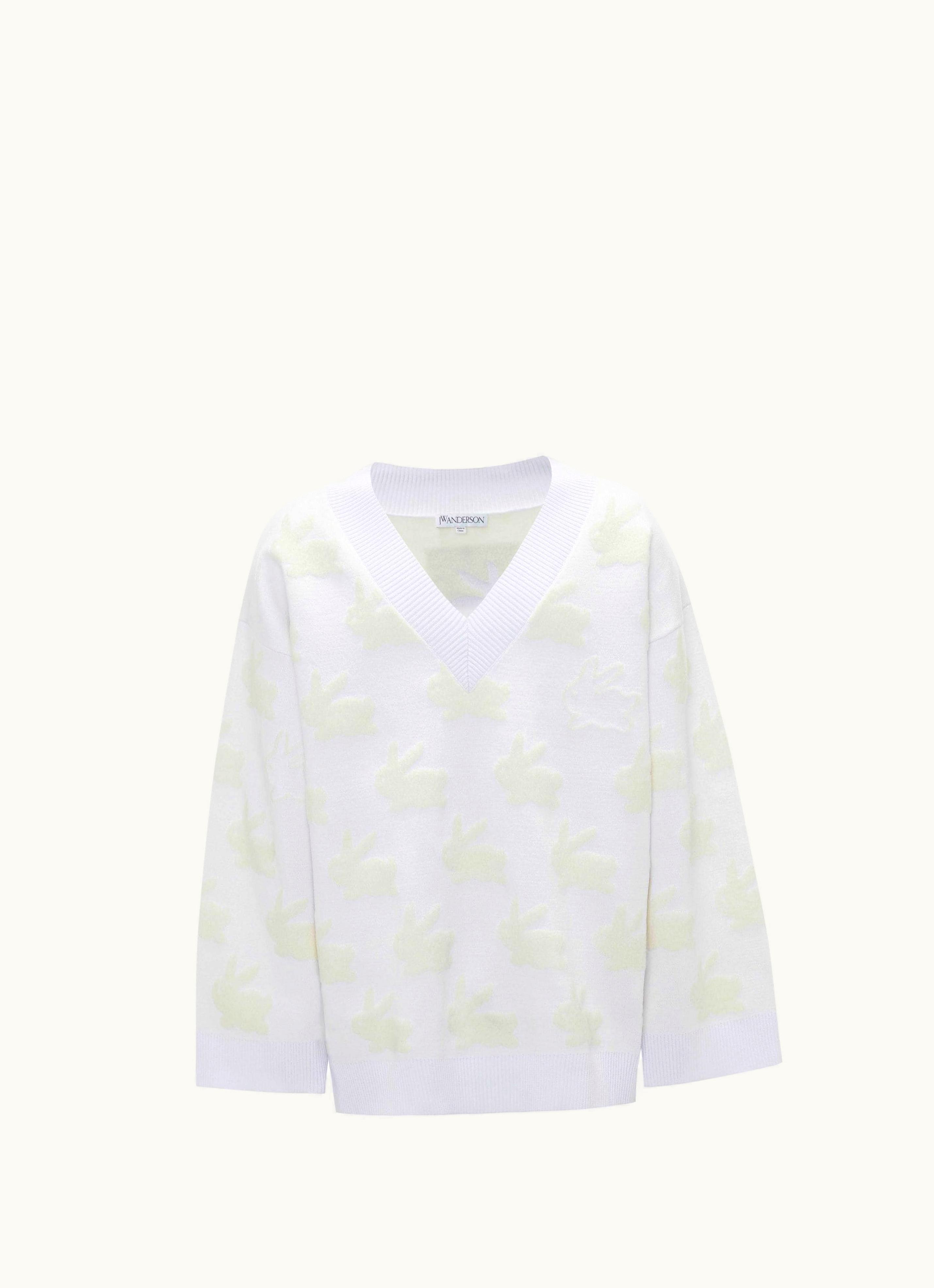 JW Anderson JW Anderson Bunny V Neck Jumper In White
