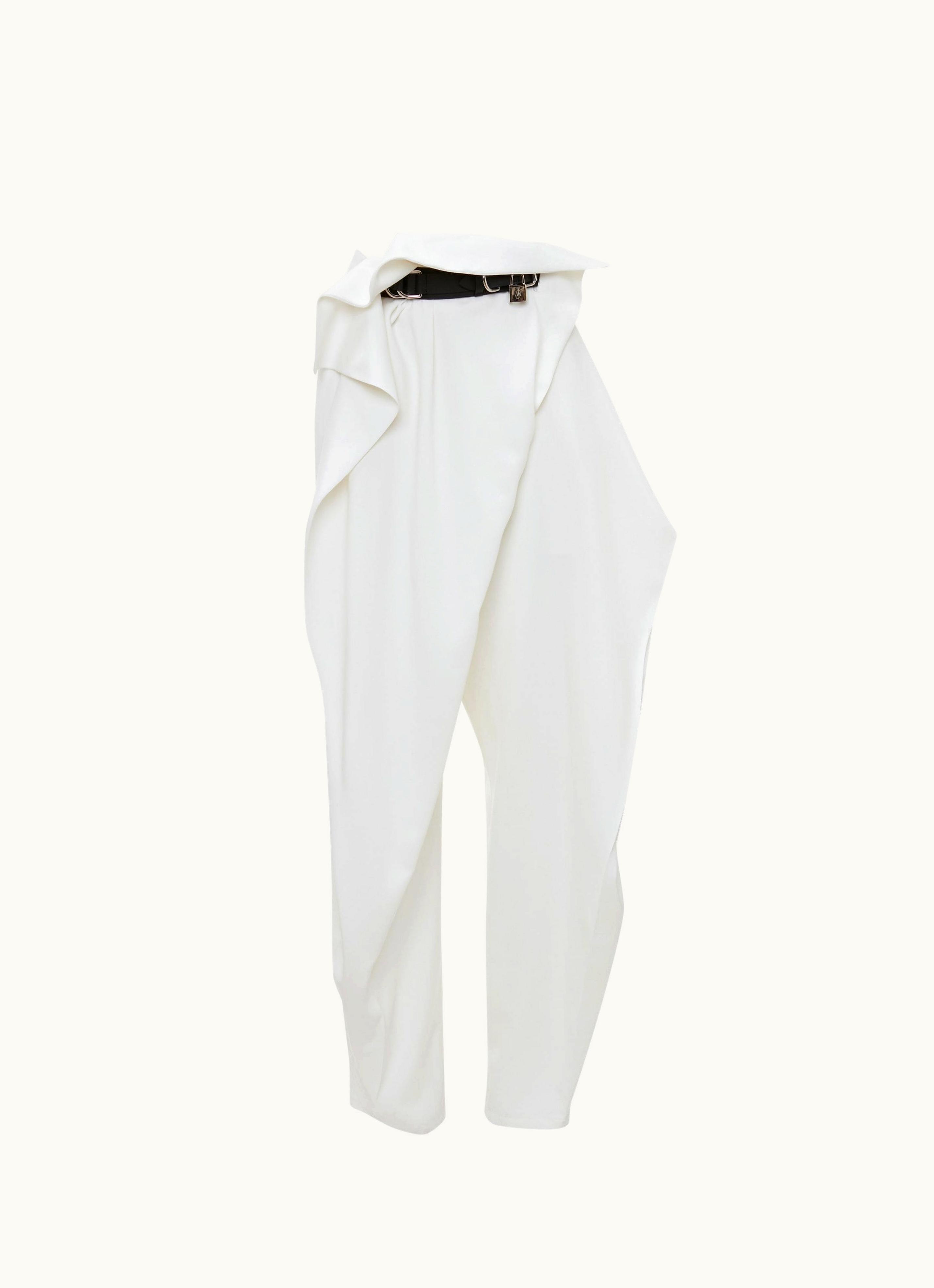 JW Anderson JW Anderson Padlock Strap Fold Over Trousers In White