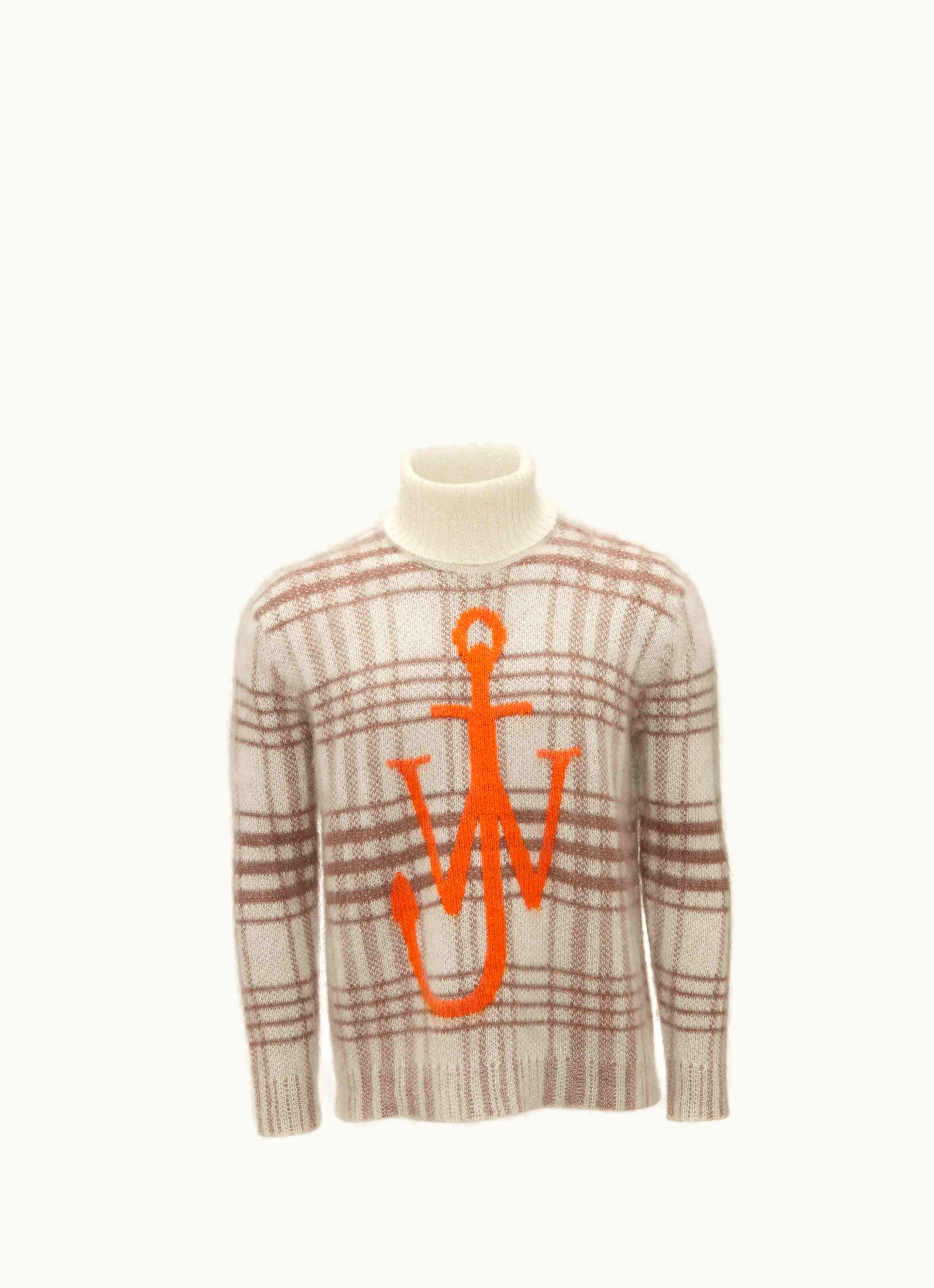 JW Anderson JW Anderson Tartan Check Roll Neck Jumper In Neutrals