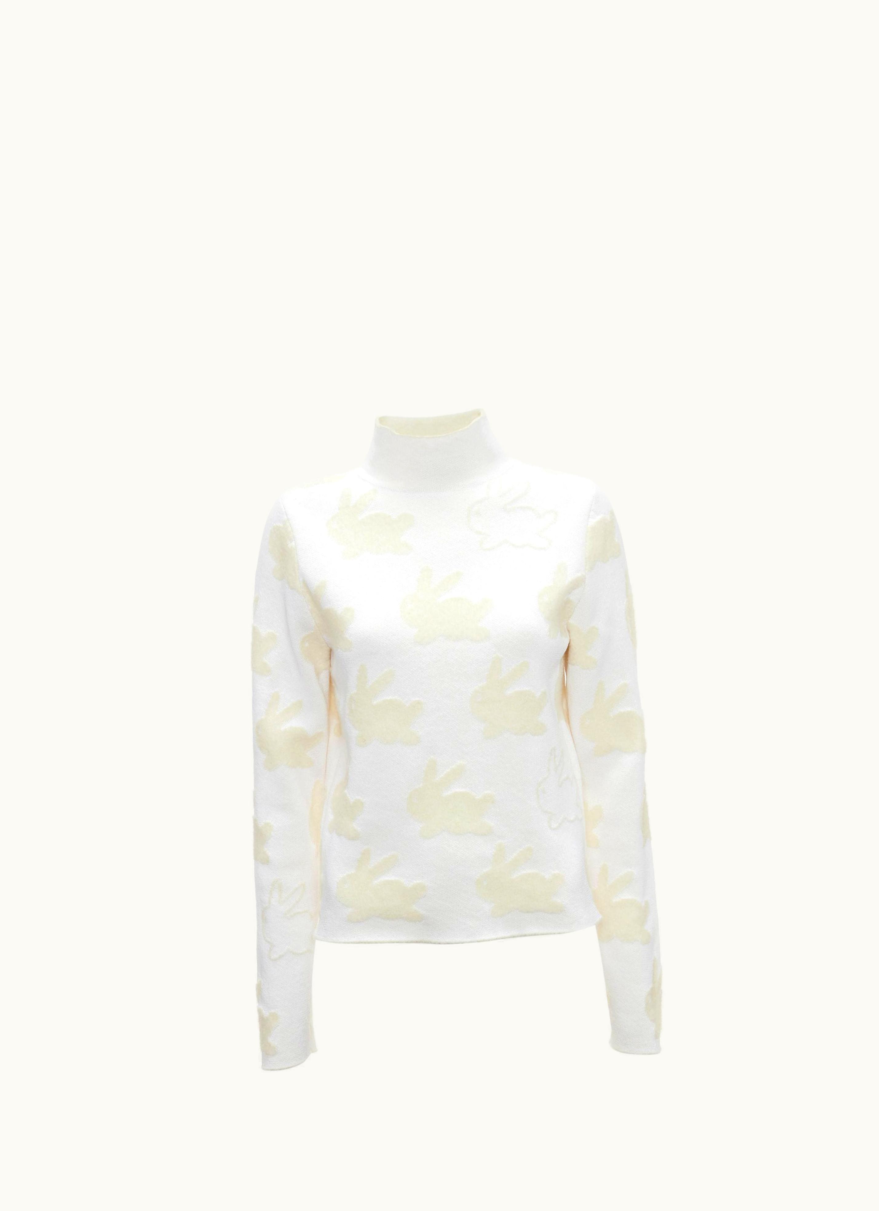 JW Anderson JW Anderson All Over Bunny Turtleneck Jumper In White