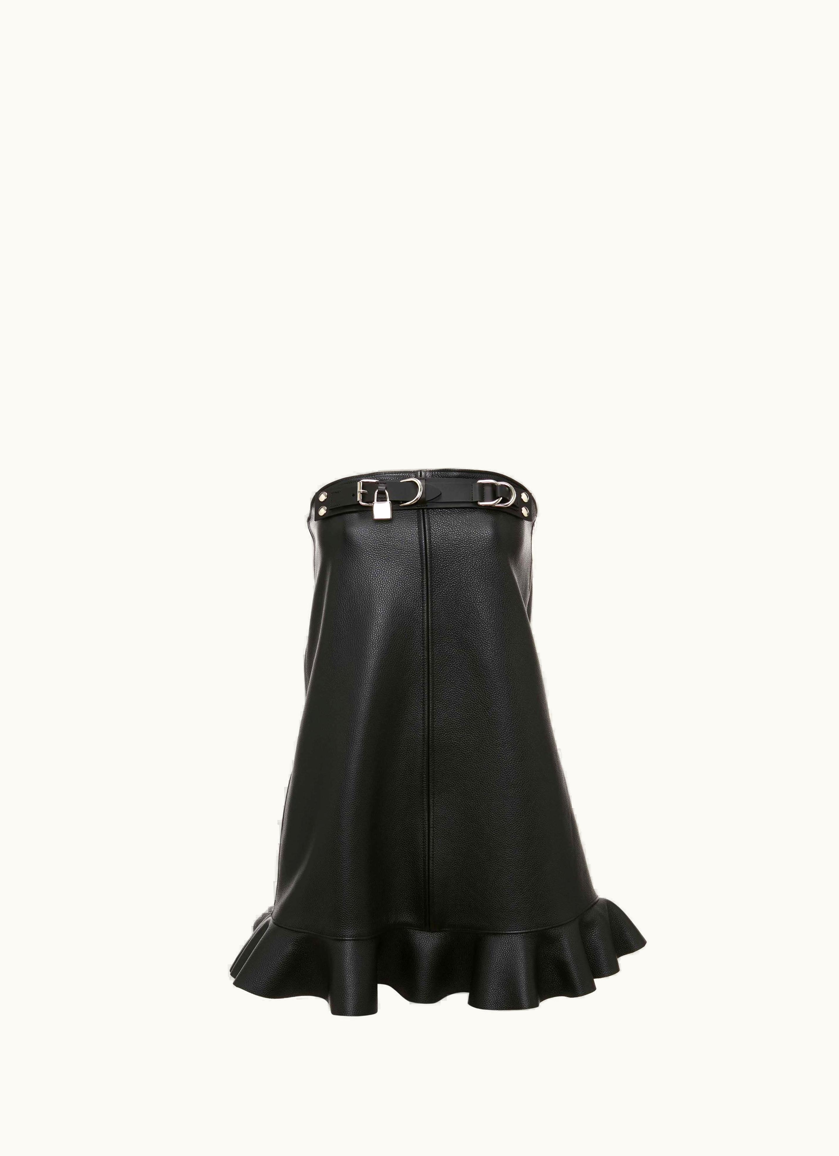 JW Anderson JW Anderson Padlock Strap Ruffled Leather Bustier Dress In Black