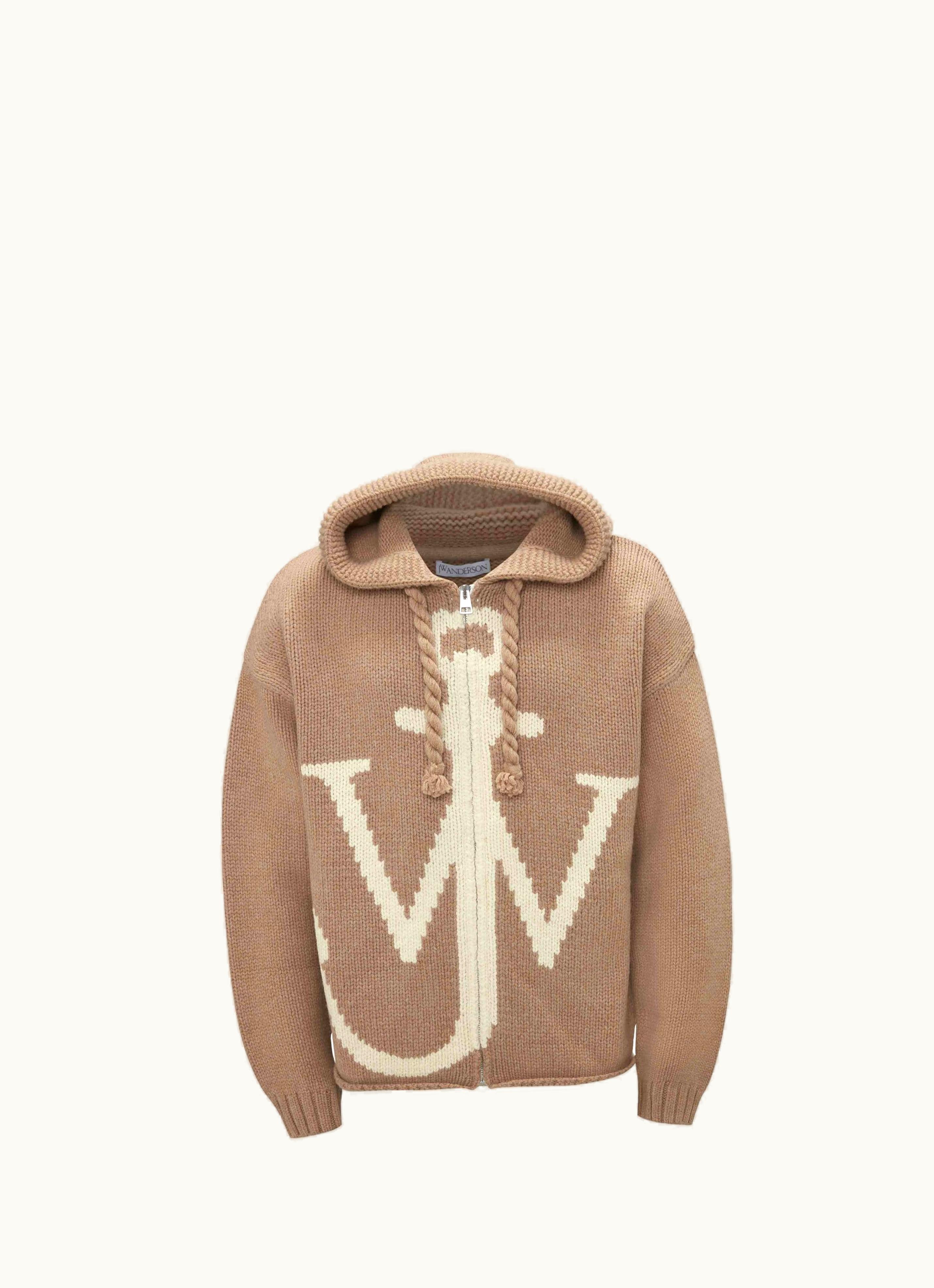 JW Anderson JW Anderson Anchor Zip Knit Hoodie In Neutrals