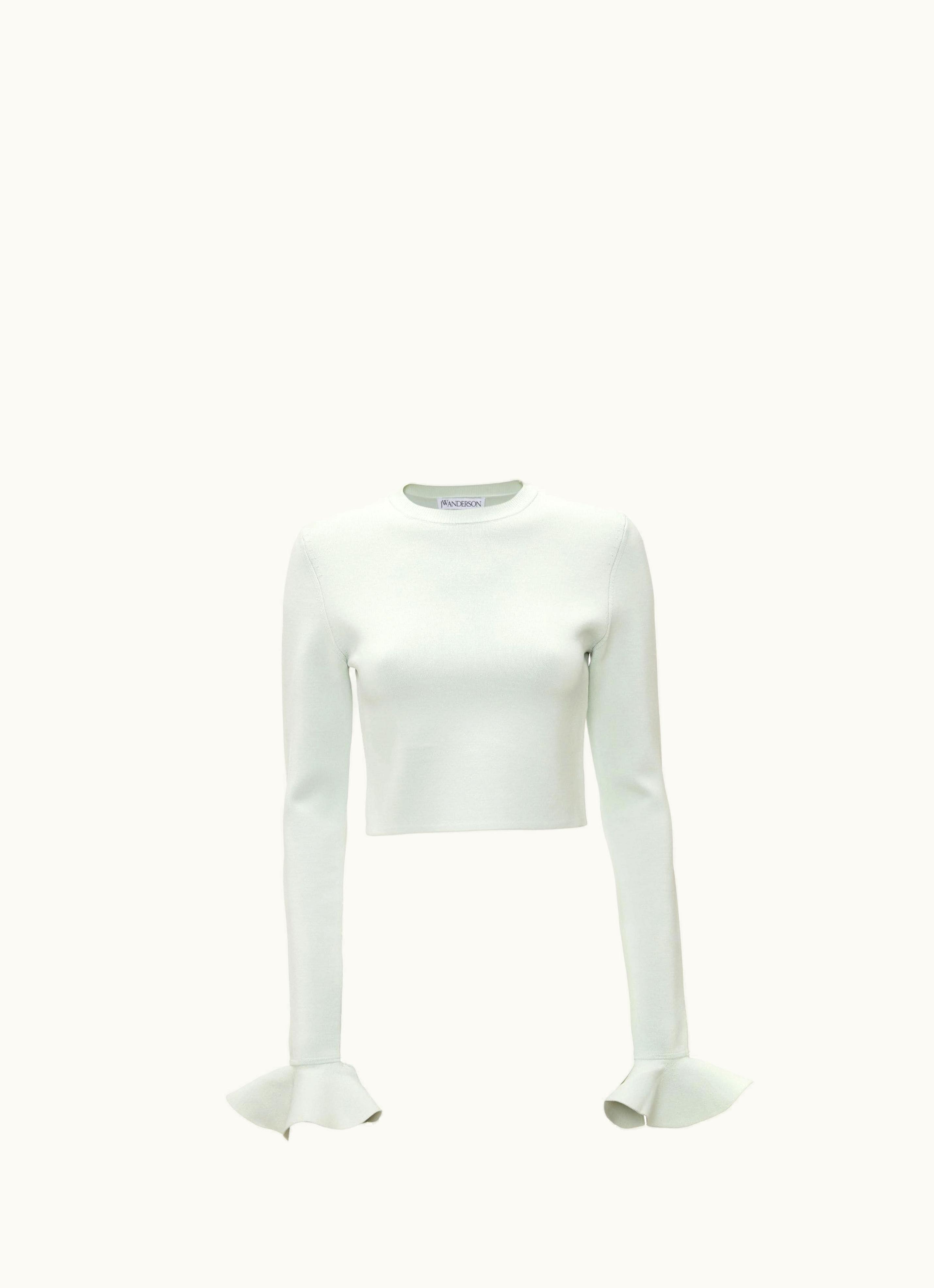 JW Anderson JW Anderson Cropped Ruffled Sleeve Jumper In Green