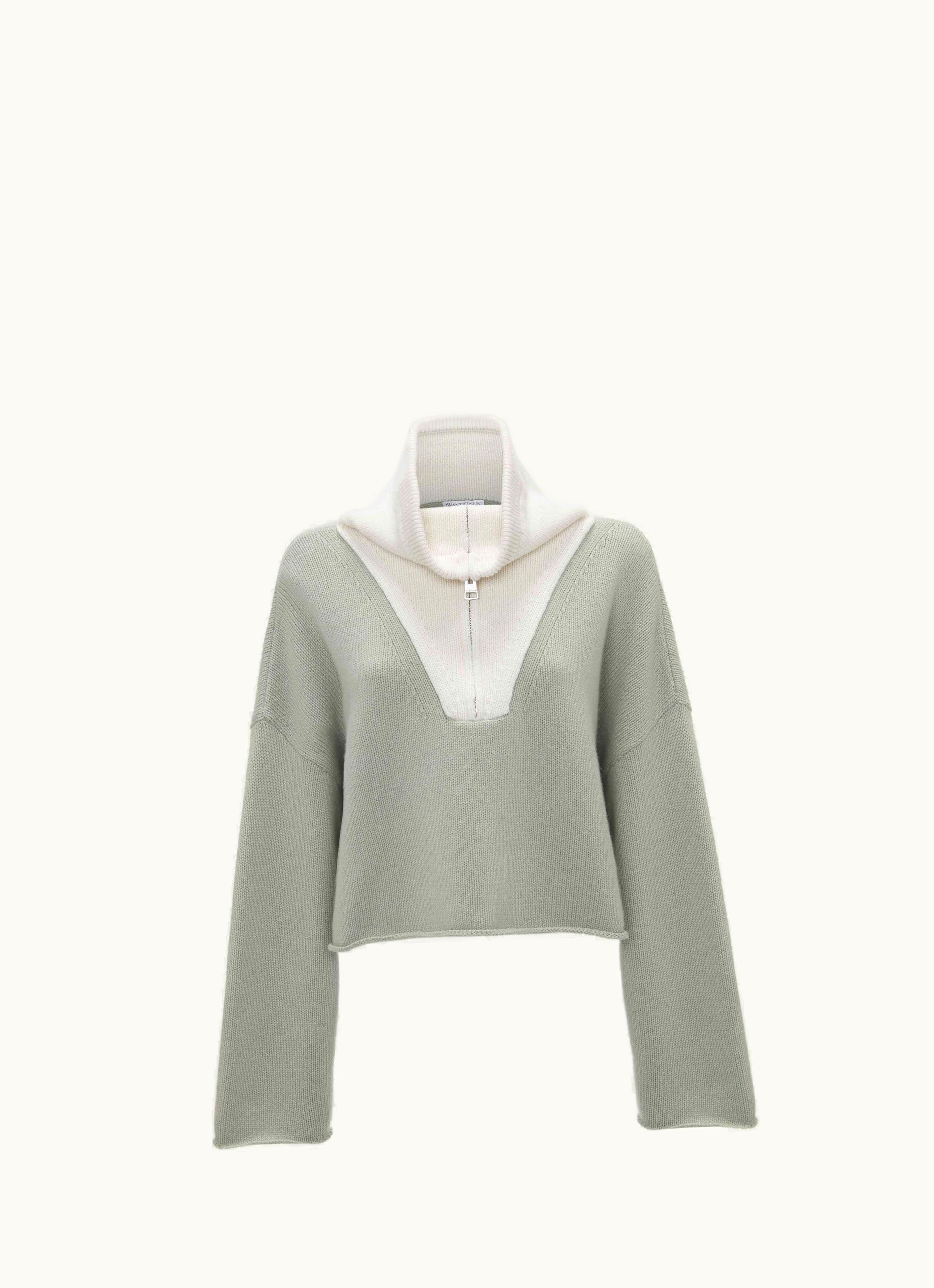 JW Anderson JW Anderson Cropped Funnel Neck Zip Jumper In White
