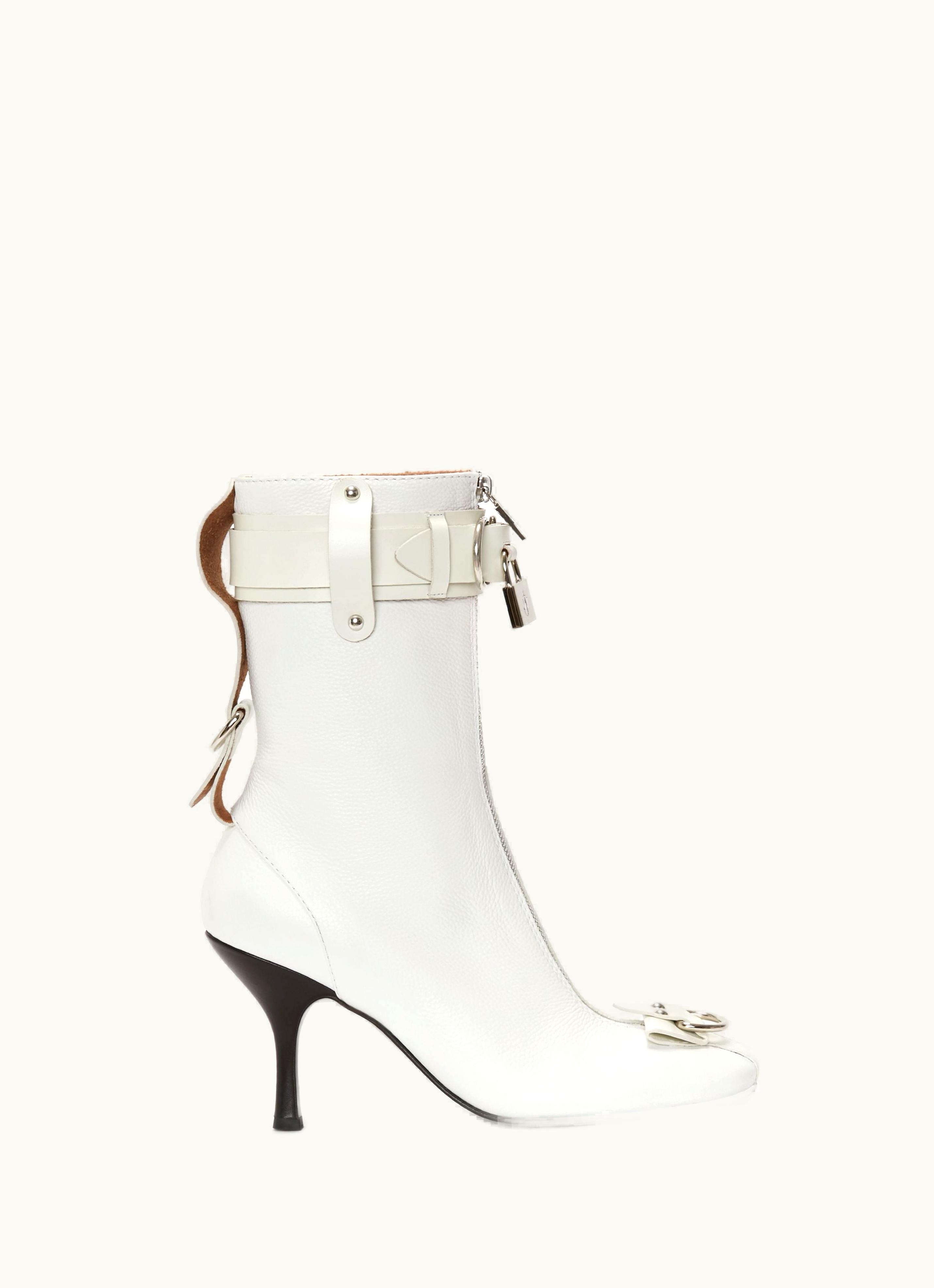 JW Anderson JW Anderson Padlock Ankle Heel Boots In White