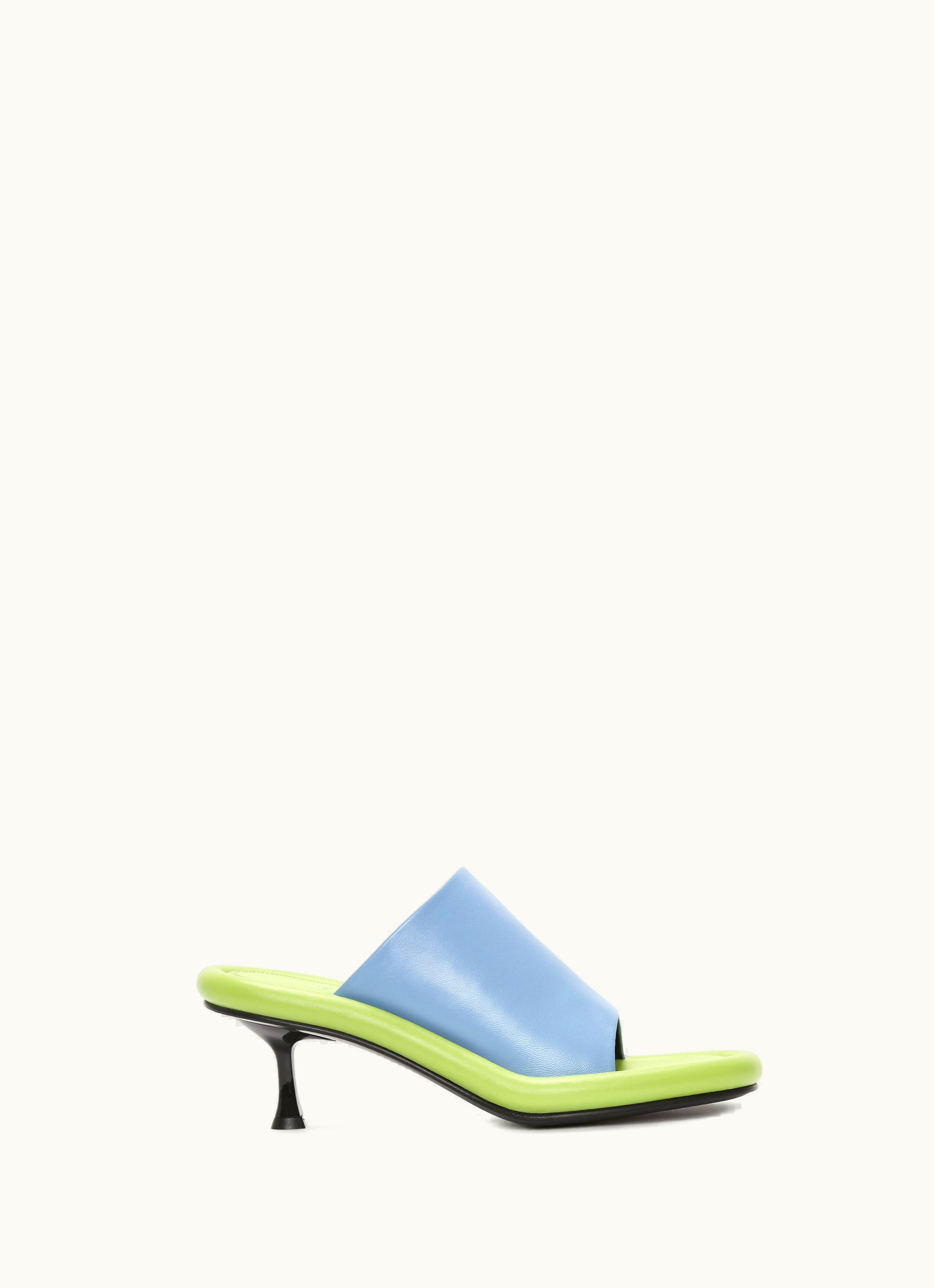 JW Anderson JW Anderson BUMPER-TUBE Leather Kitten Heel Mules In Blue