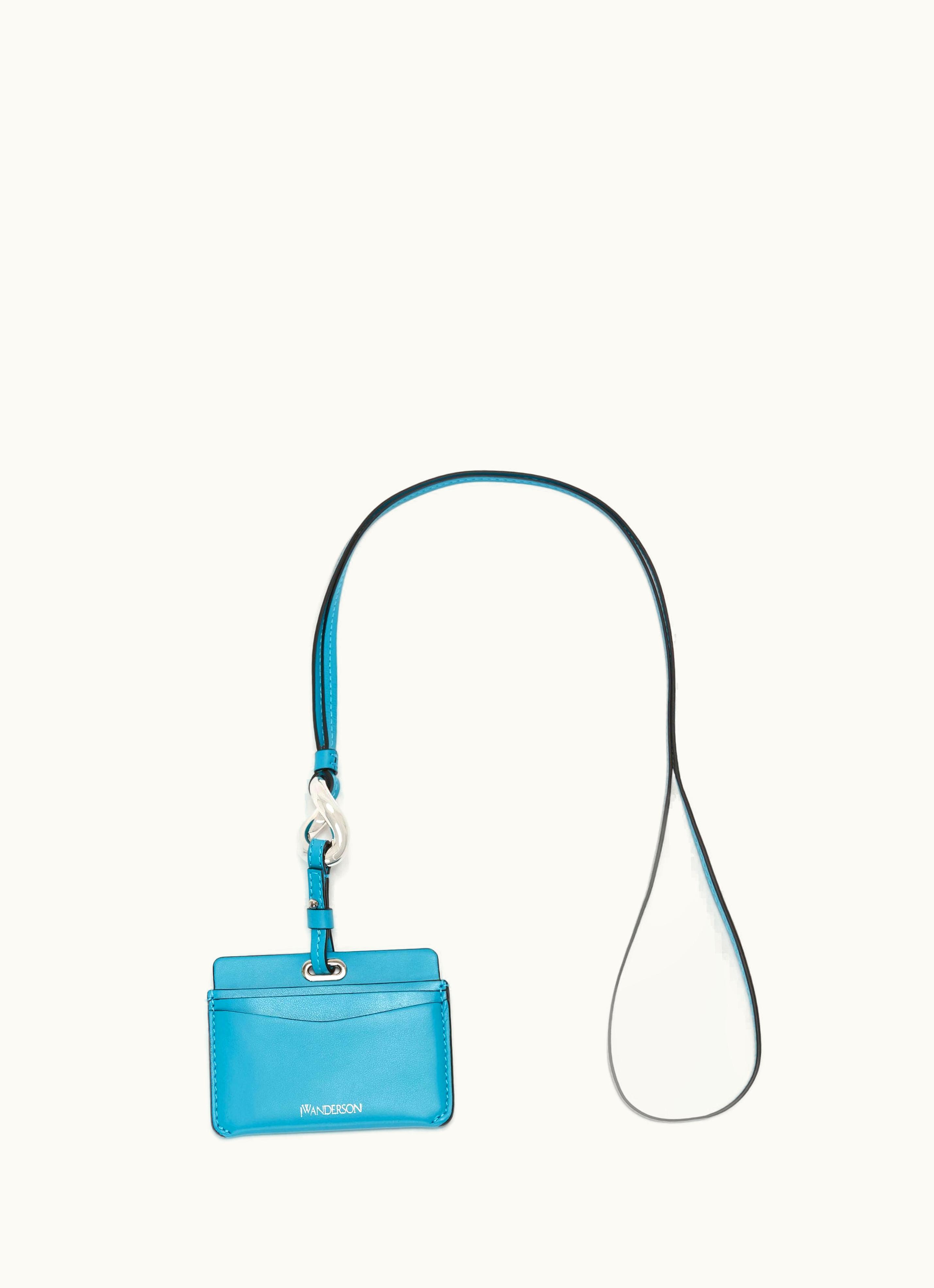 JW Anderson JW Anderson Leather Cardholder With Chain Link Strap In Blue