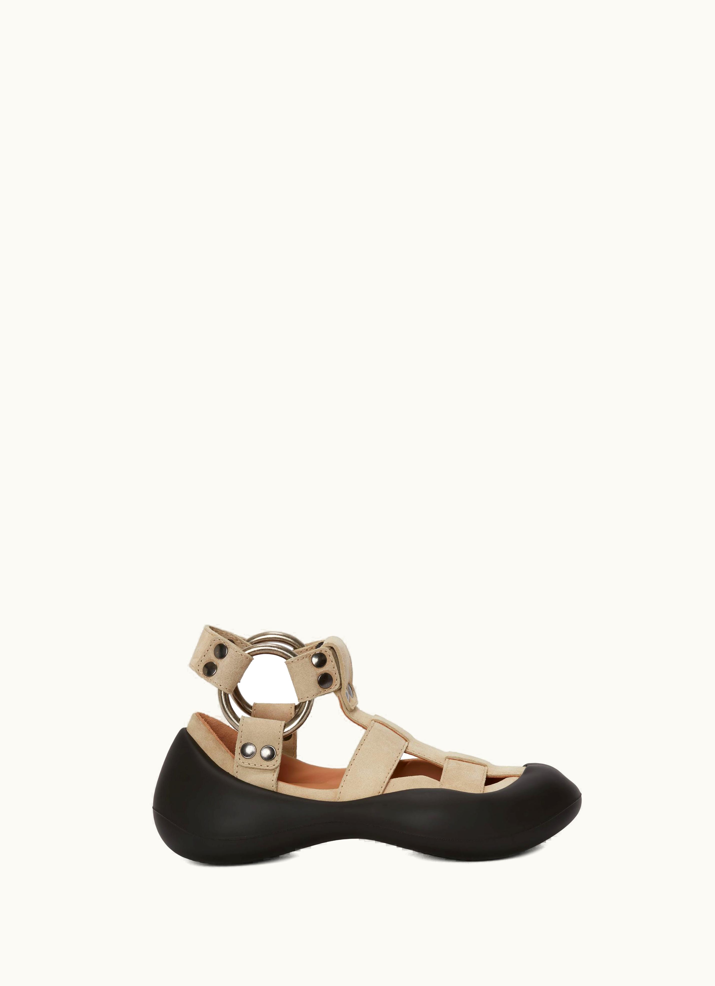 JW Anderson JW Anderson Bubble Suede Flat Sandals In Neutrals
