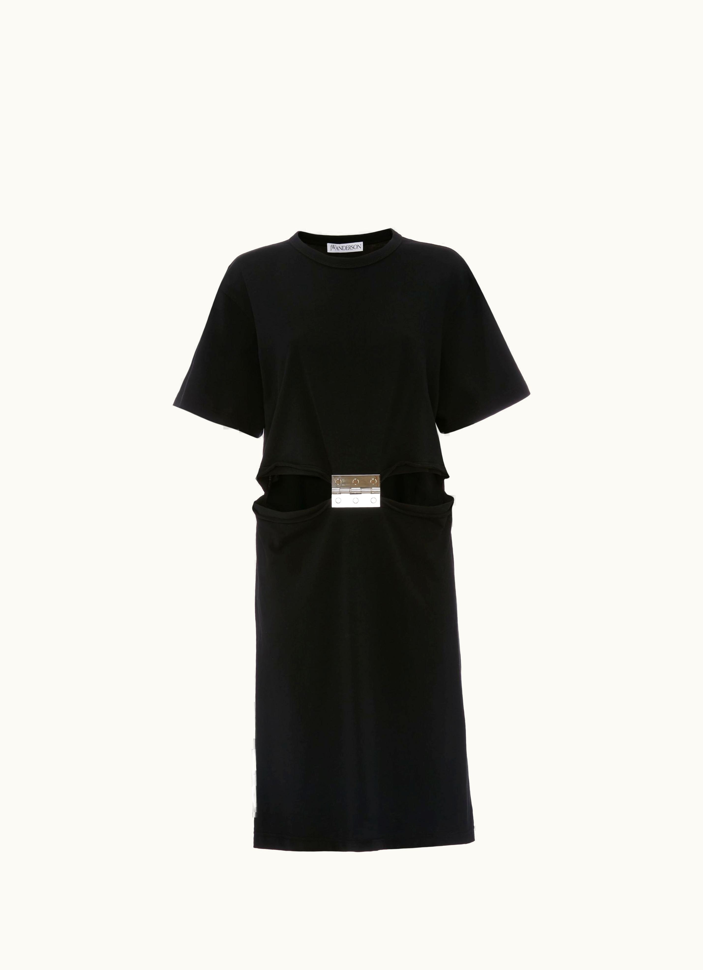 JW Anderson JW Anderson Hinge Midi T-SHIRT Dress In Black