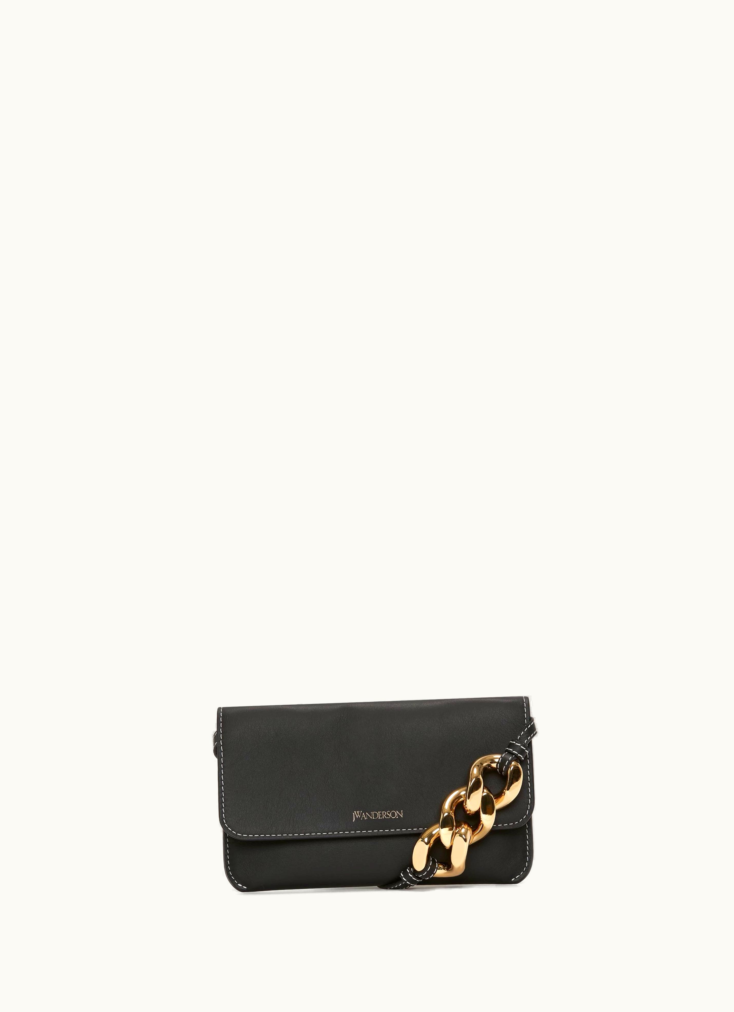 JW Anderson JW Anderson Leather Phone Chain Pouch In Black