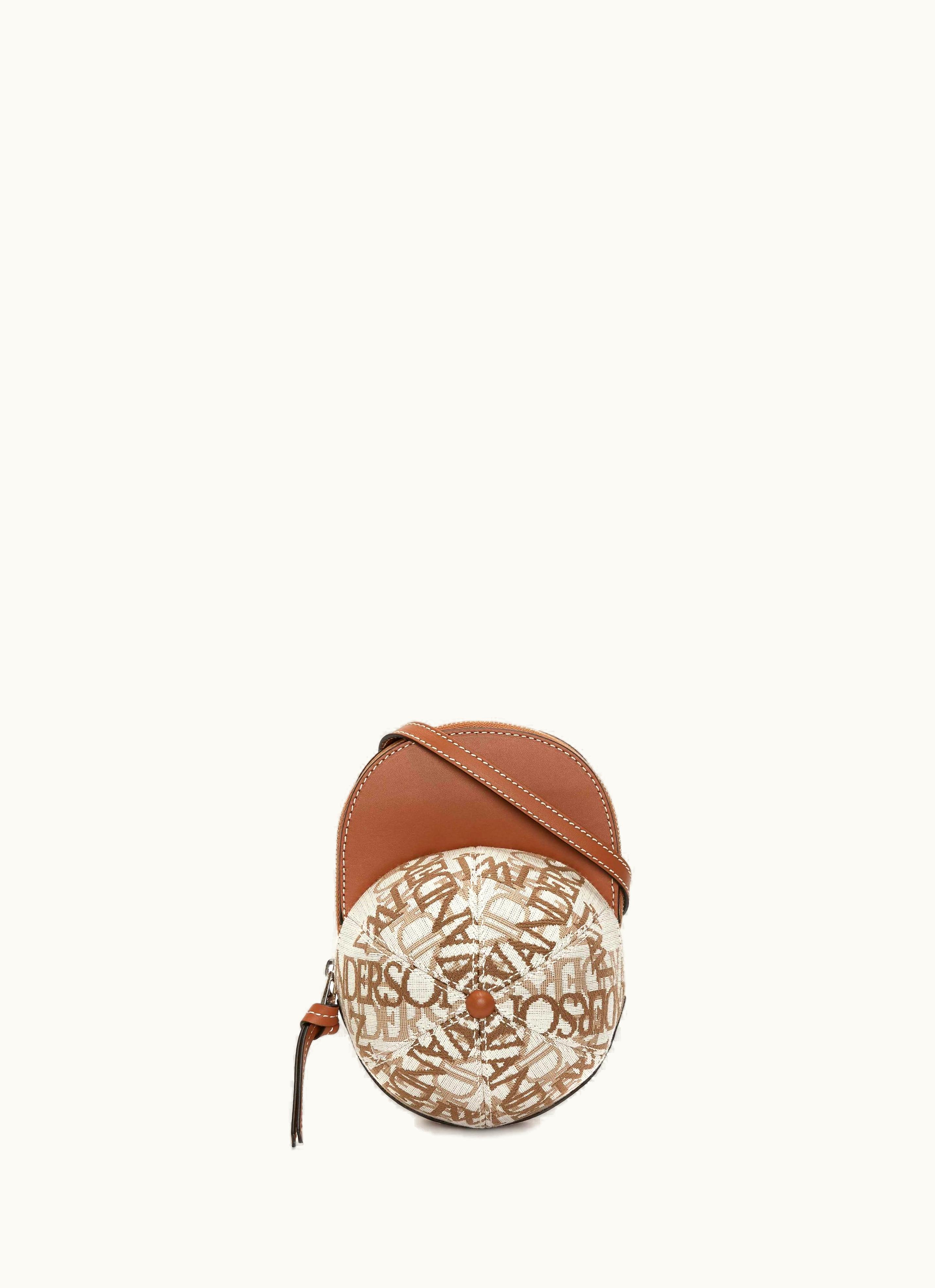 JW Anderson JW Anderson Crossbody Cap Bag - Logo Grid Jacquard Natural/Pecan