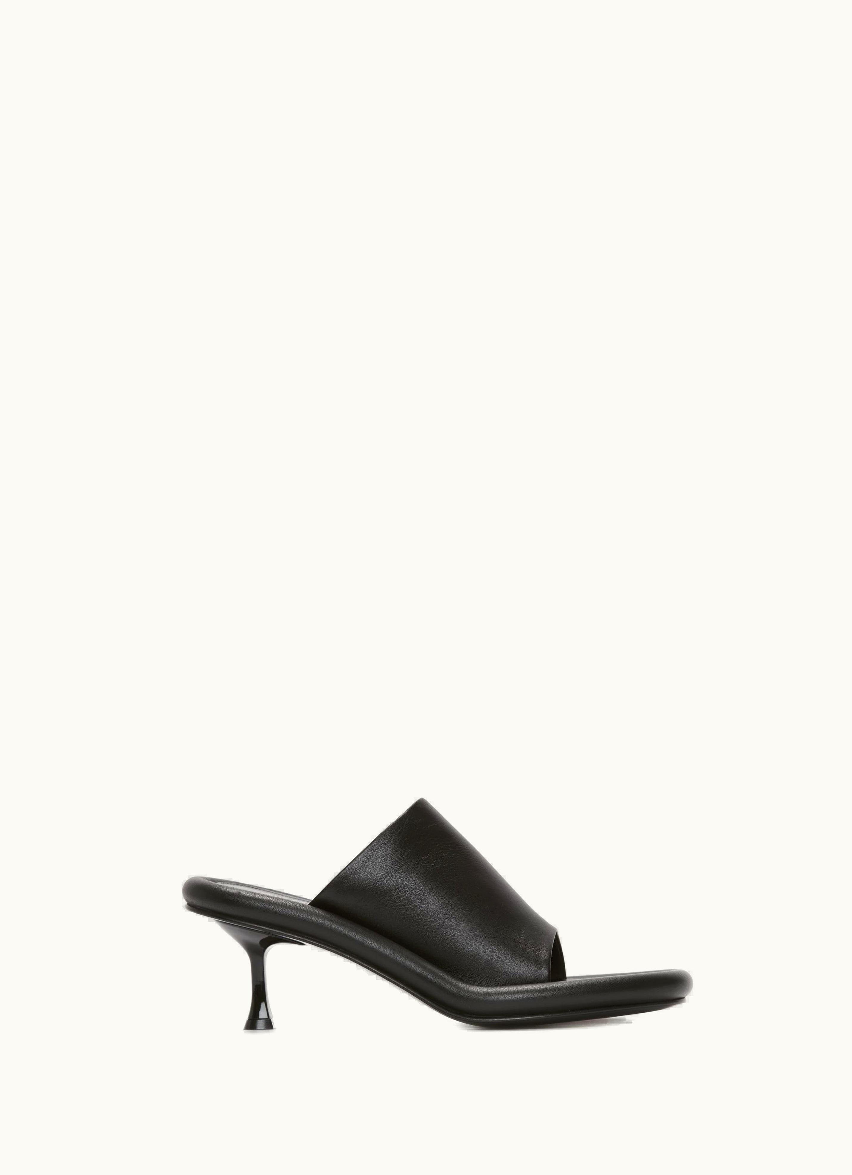 JW Anderson JW Anderson BUMPER-TUBE Leather Kitten Heel Mules In Black