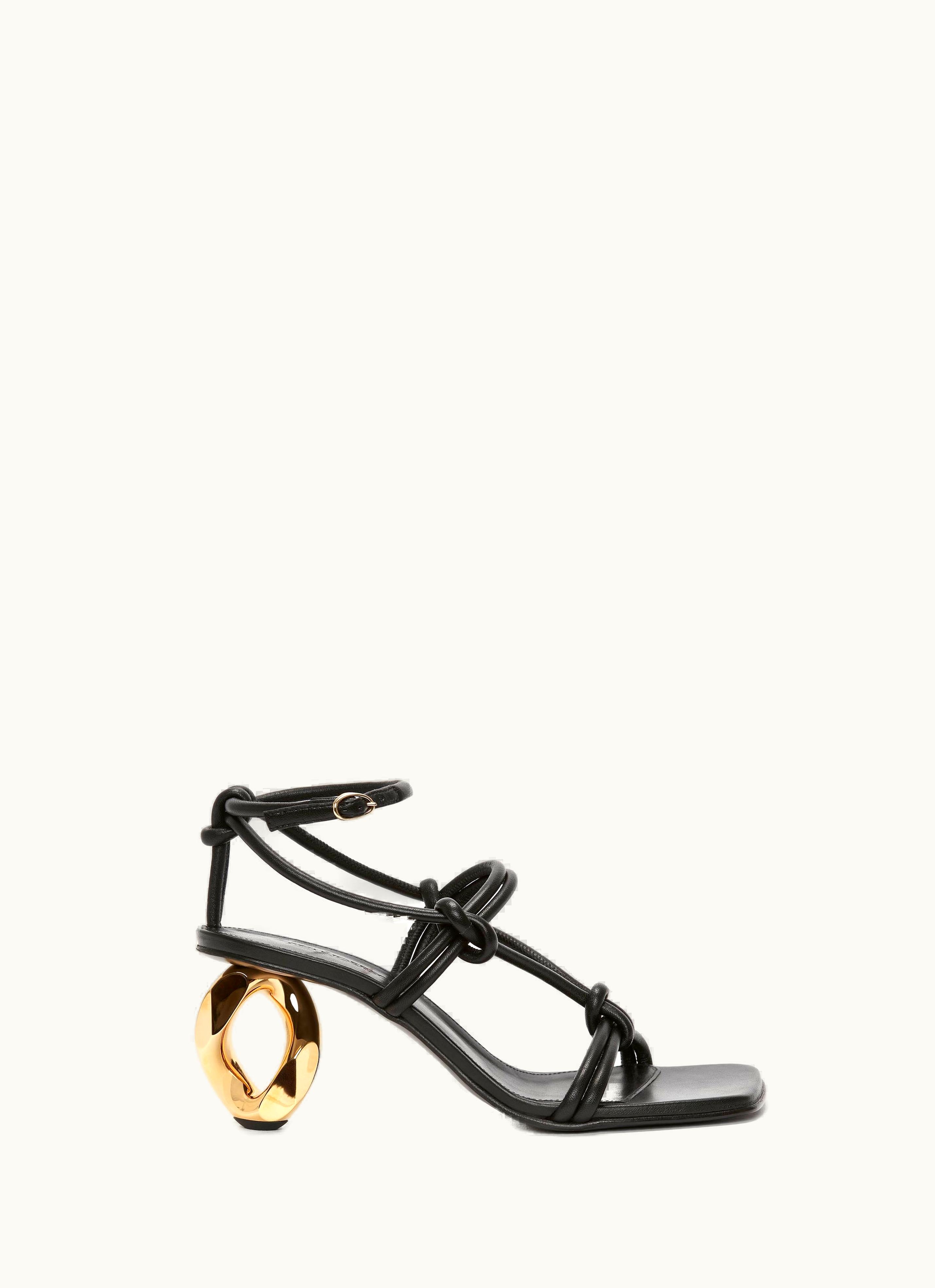 JW Anderson JW Anderson Chain Heel Leather Strappy Sandals In Black