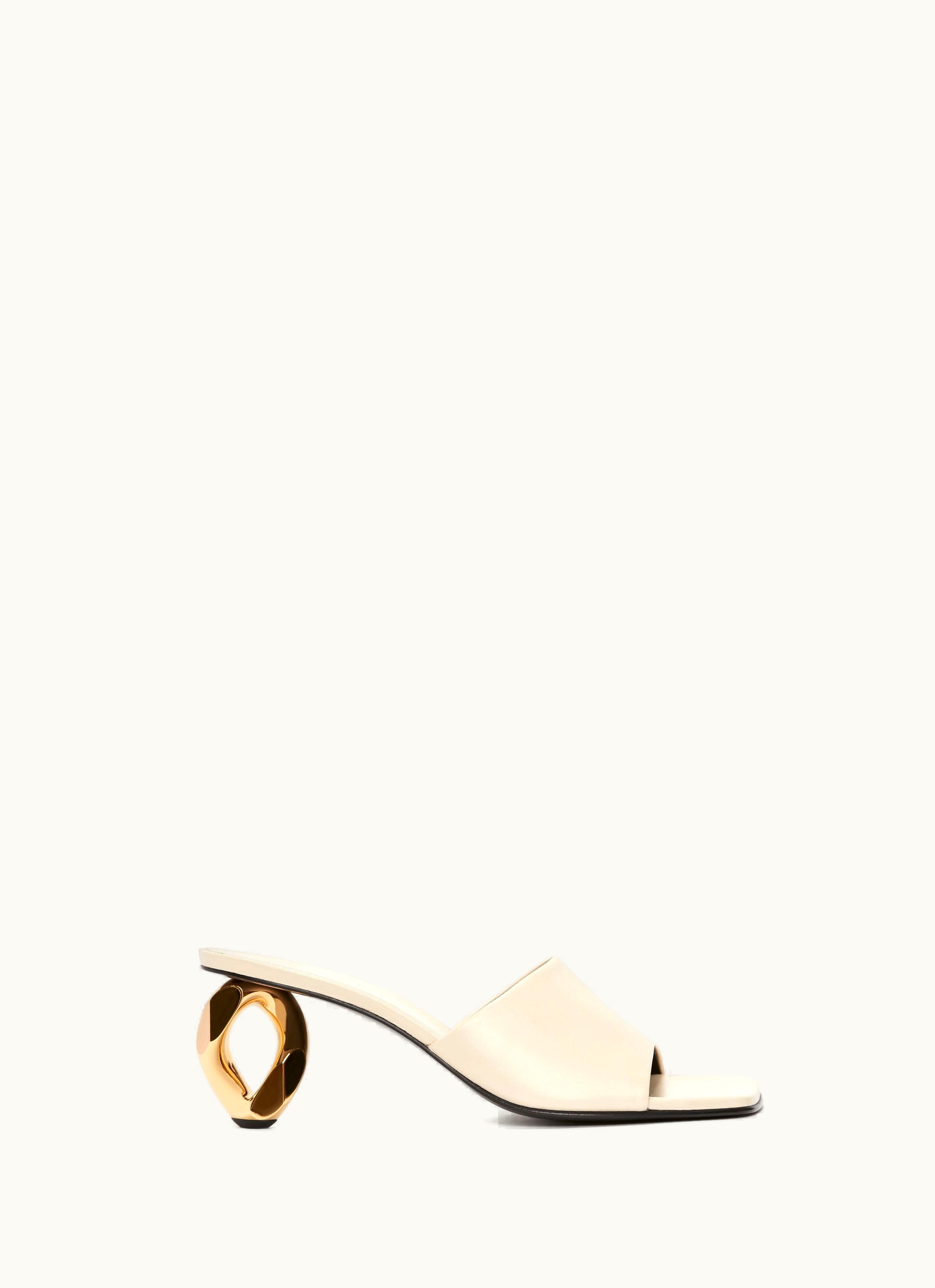 JW Anderson JW Anderson Chain Heel Leather Mules In Neutrals