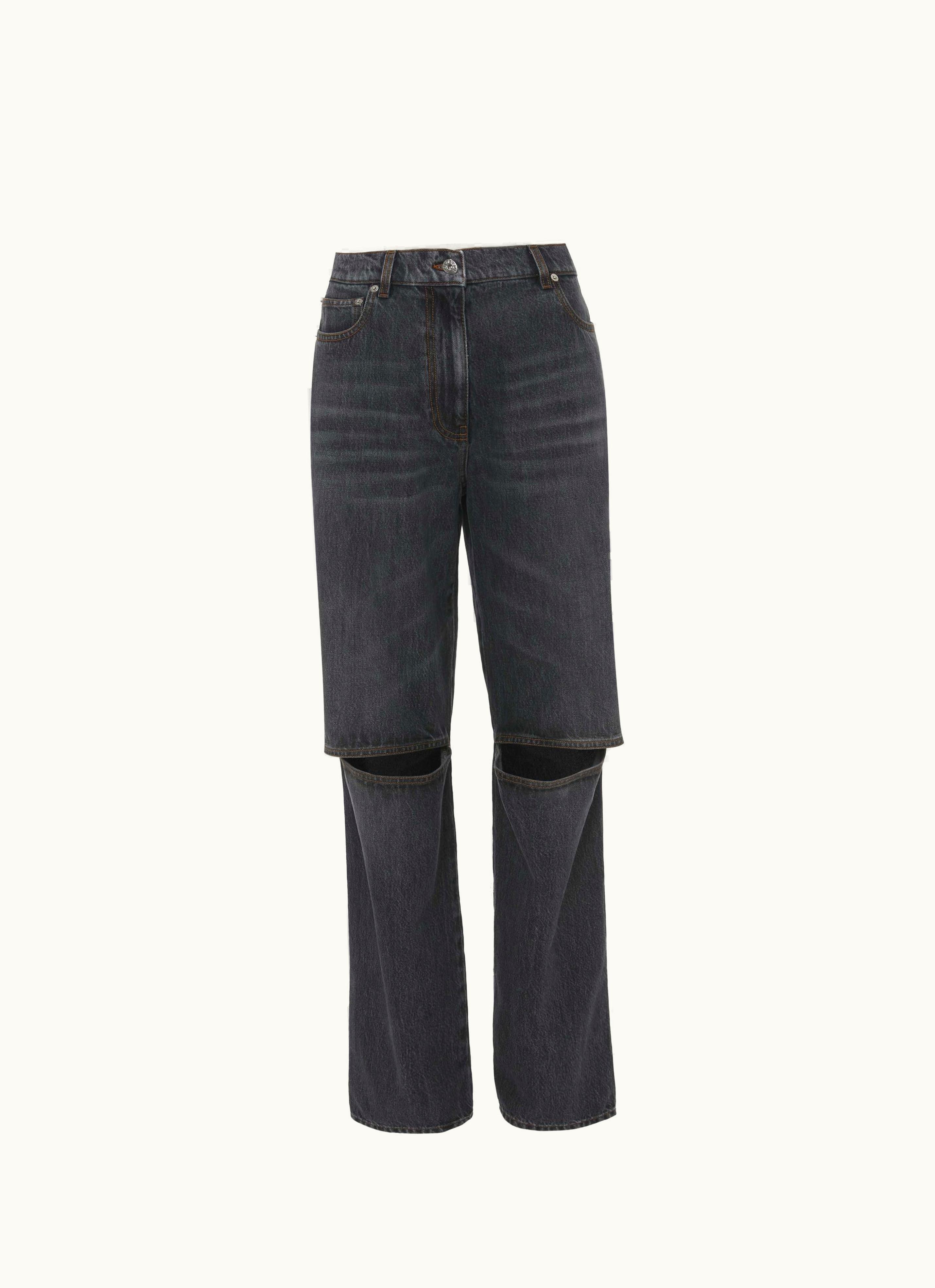 JW Anderson JW Anderson CUT-OUT Knee Bootcut Jeans In Grey